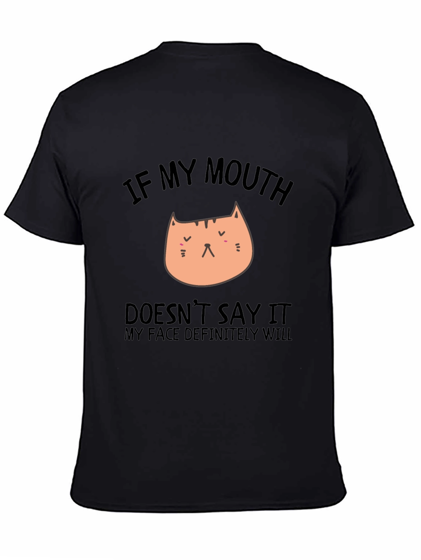 Funny Cat Graphic Black T-Shirt
