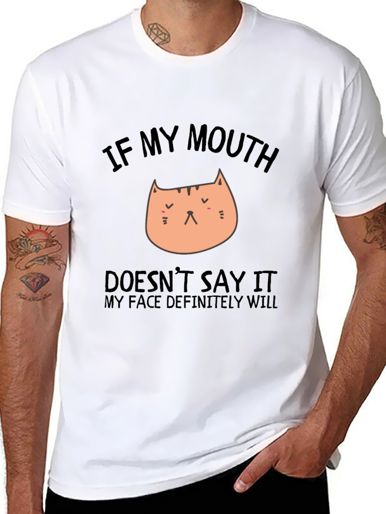 Funny Cat Graphic Black T-Shirt