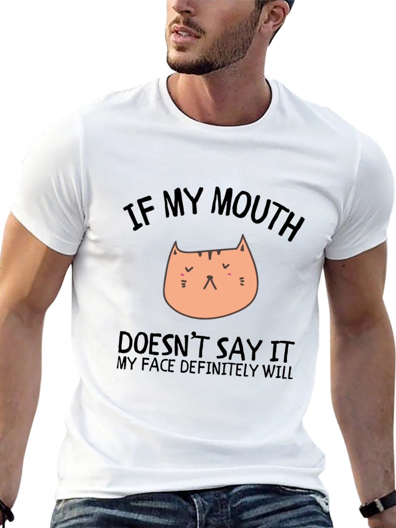 Funny Cat Graphic Black T-Shirt