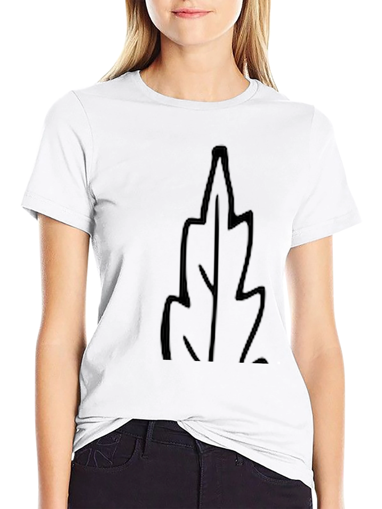Mens Black T-Shirt with Leaf Design
