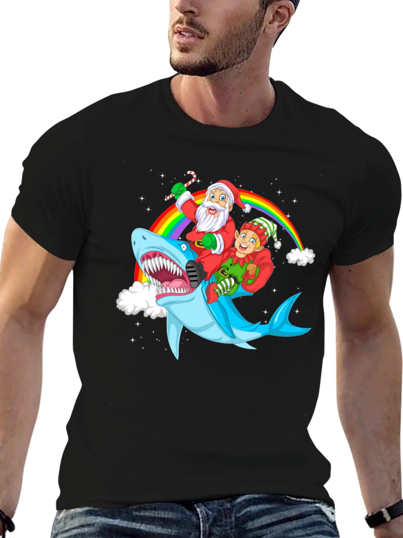 Christmas Shark Santa & Elf T-Shirt