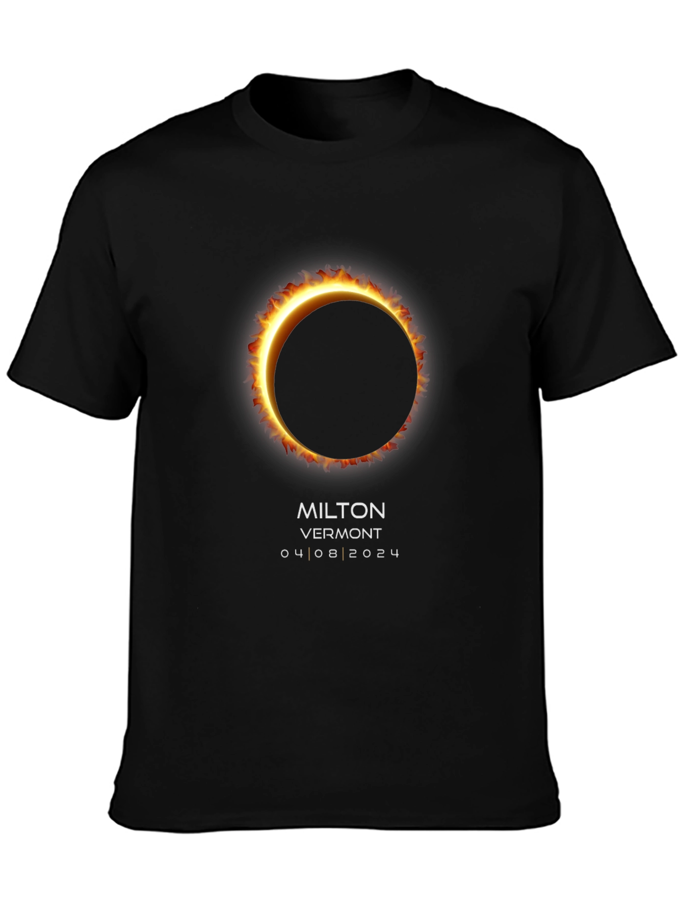 Milton Vermont Eclipse 2024 Black T-Shirt