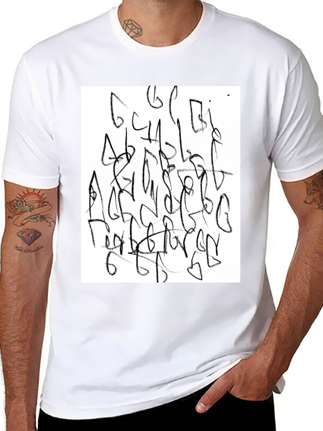 Abstract Graphic Tee - Black Casual Shirt