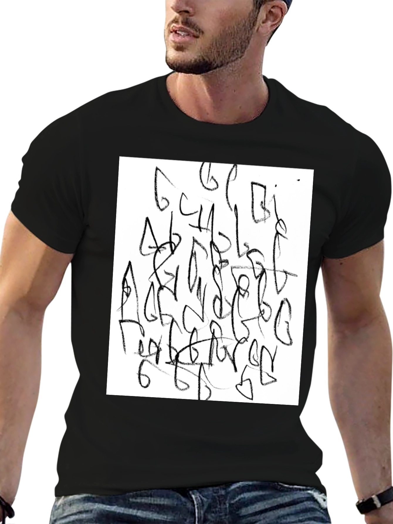 Abstract Graphic Tee - Black Casual Shirt
