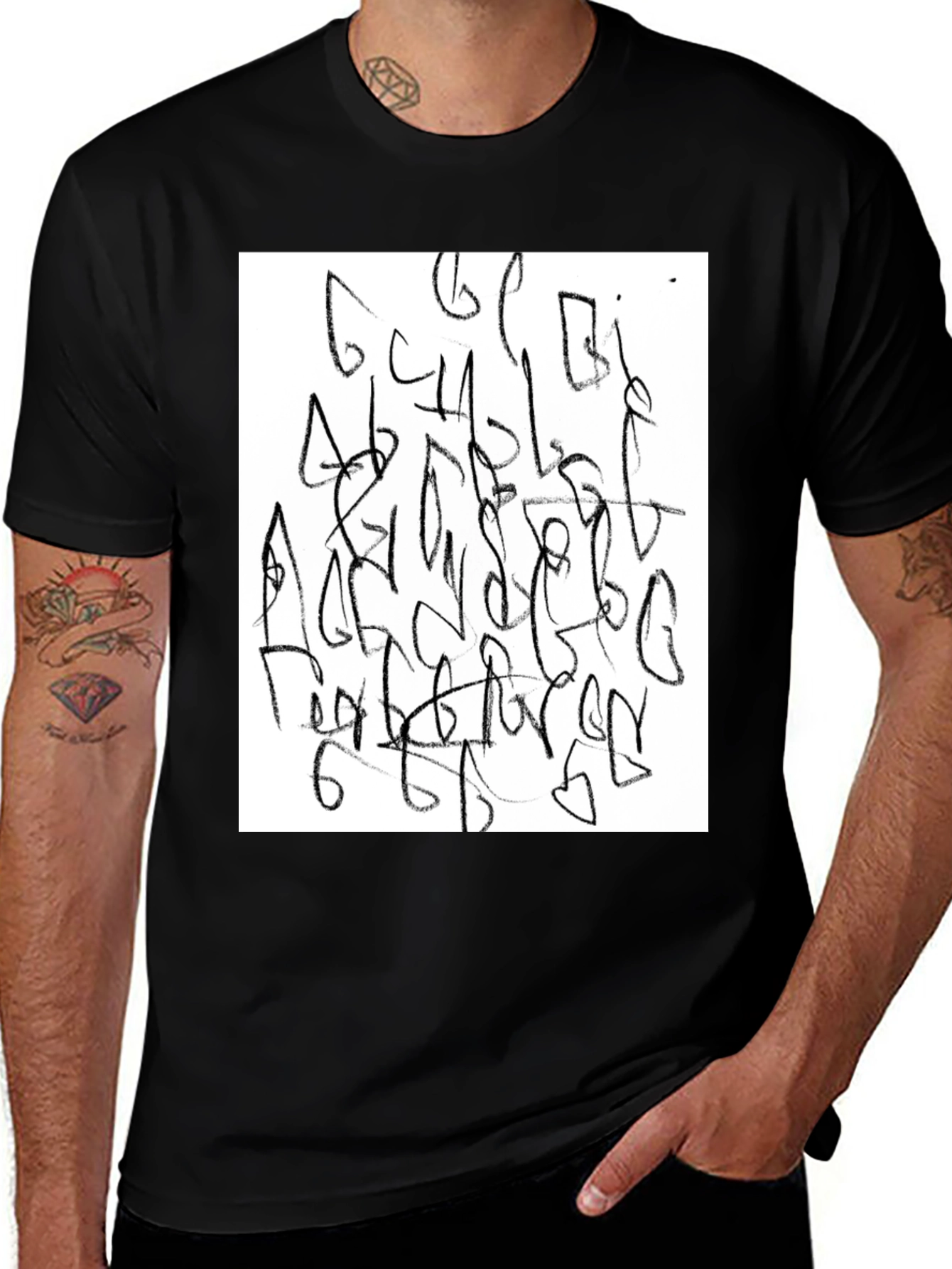 Abstract Graphic Tee - Black Casual Shirt