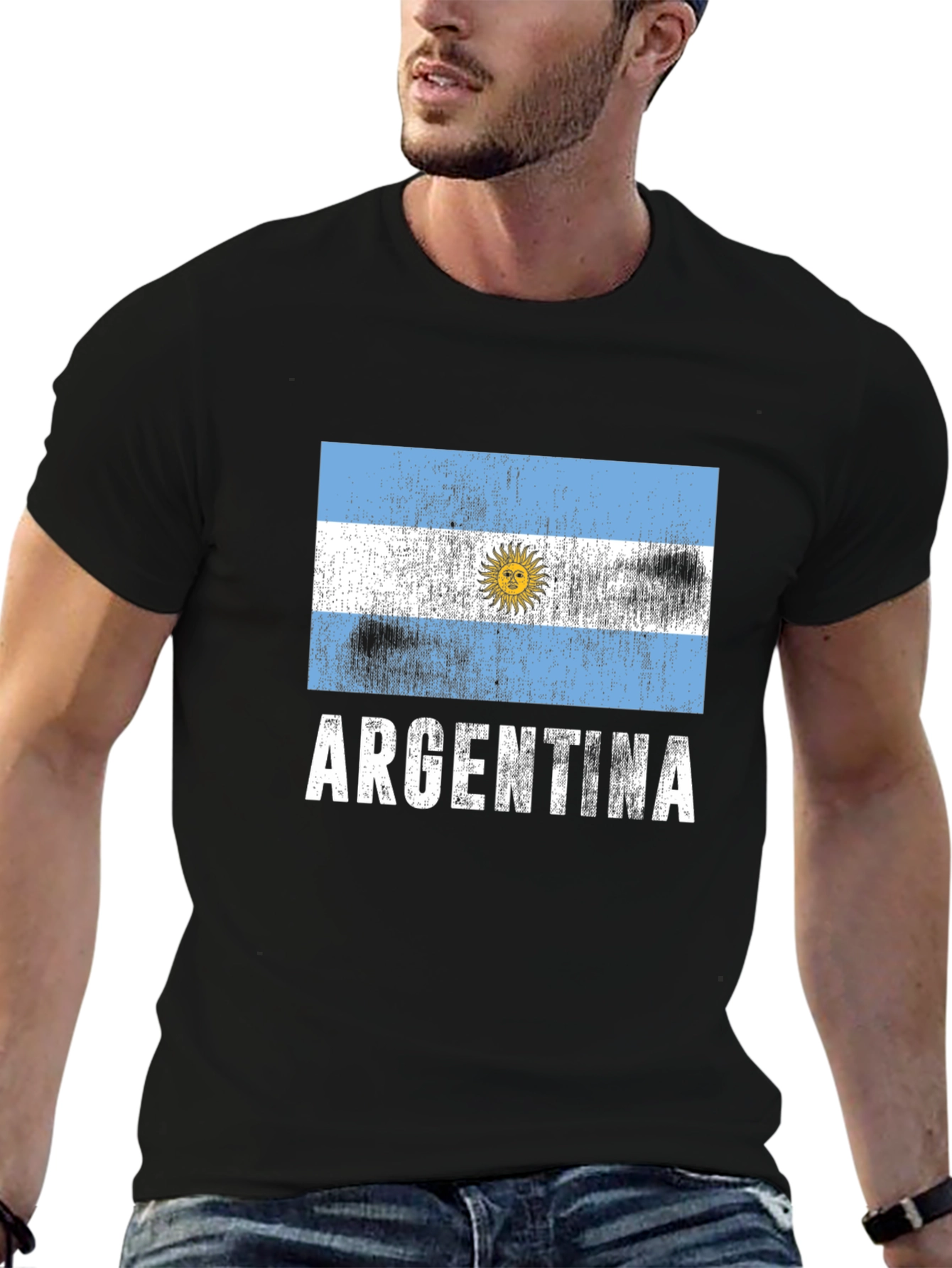 Argentina Flag T-Shirt - Distressed Design