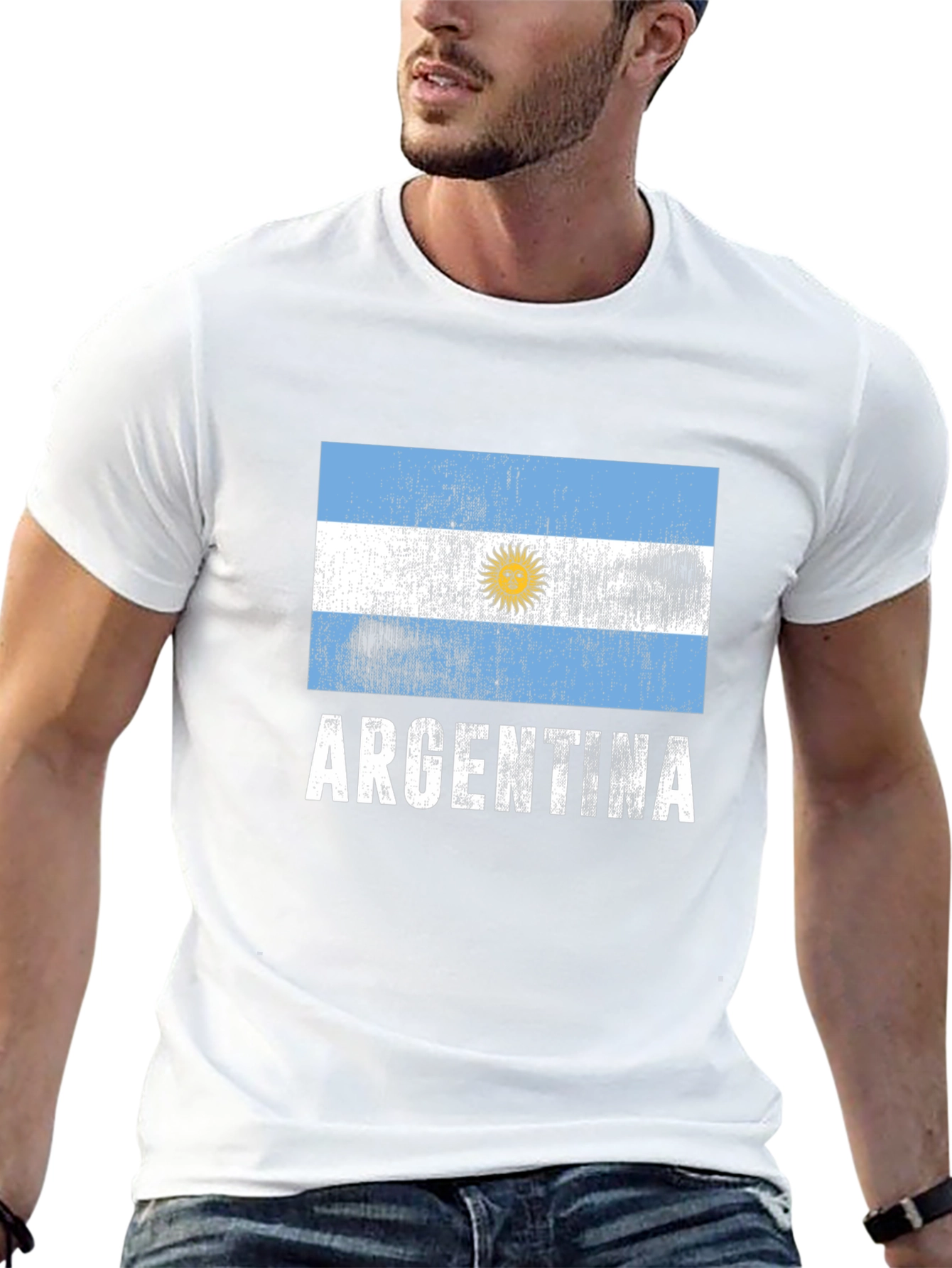 Argentina Flag T-Shirt - Distressed Design