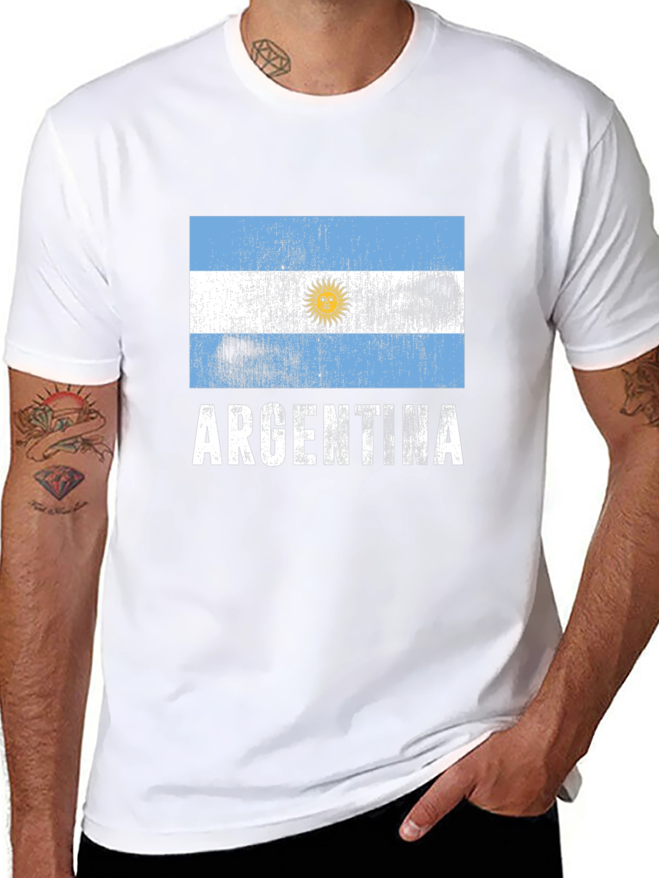 Argentina Flag T-Shirt - Distressed Design