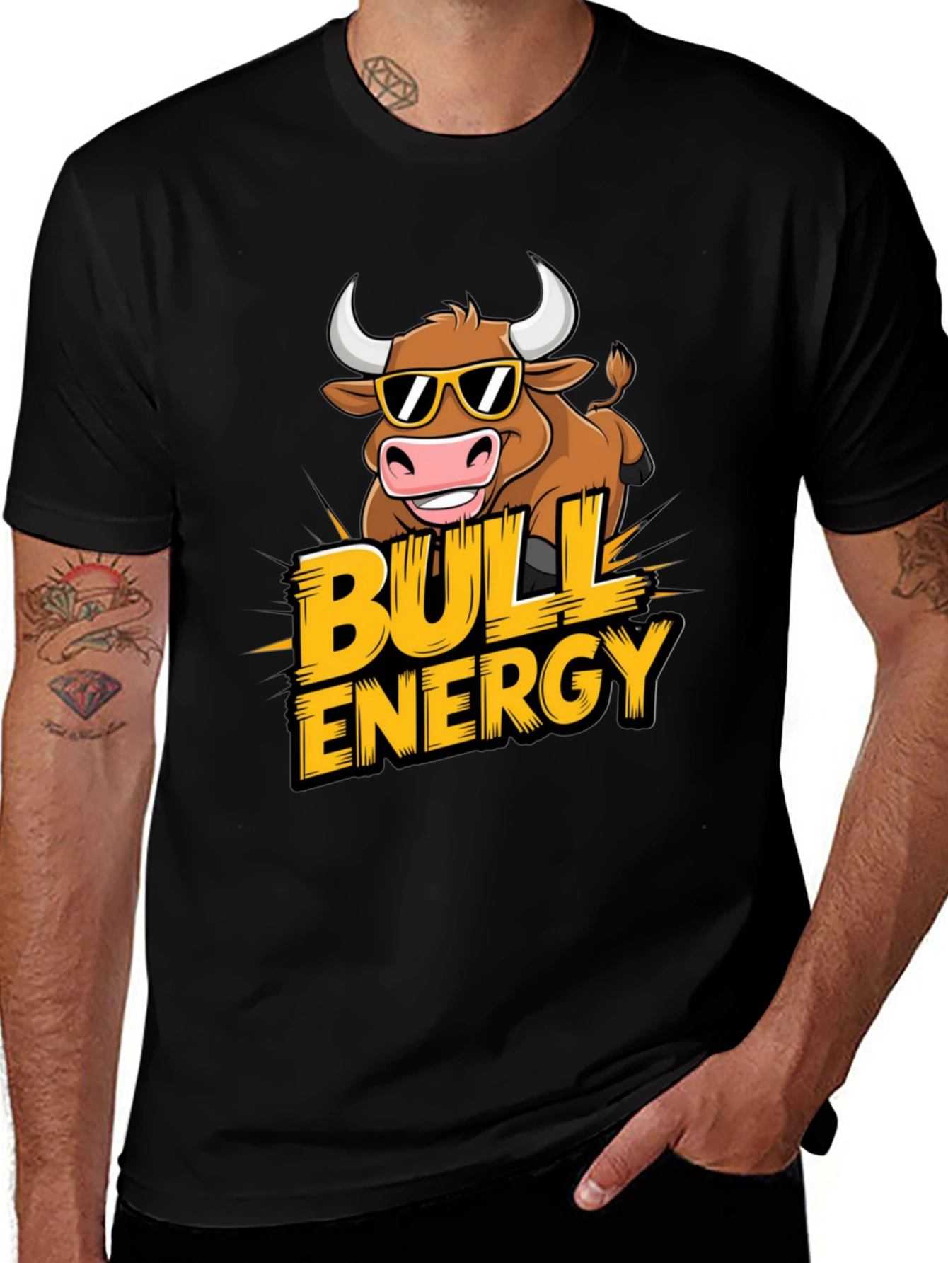 Bull Energy T-Shirt - Cool Cartoon Bull Design