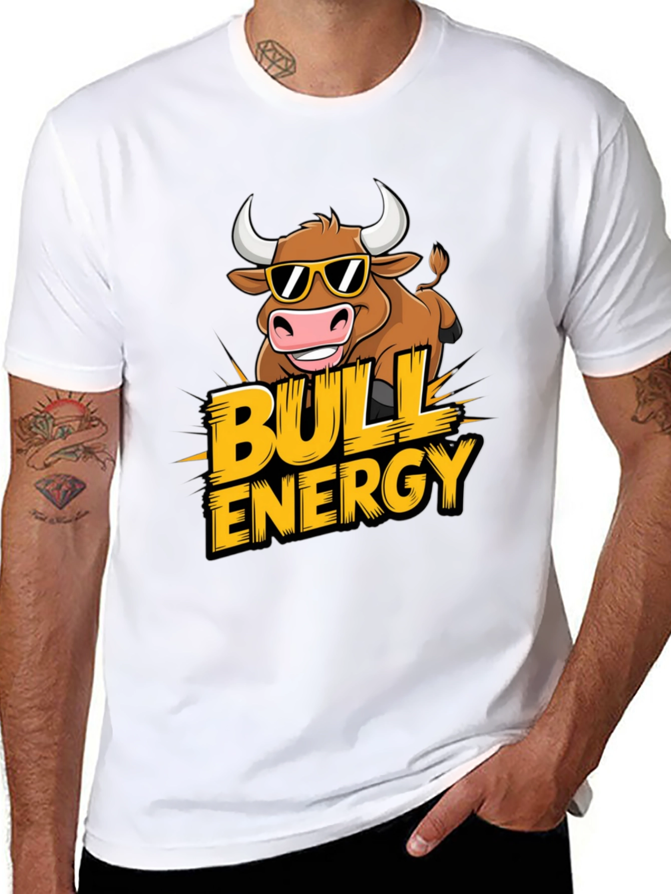 Bull Energy T-Shirt - Cool Cartoon Bull Design