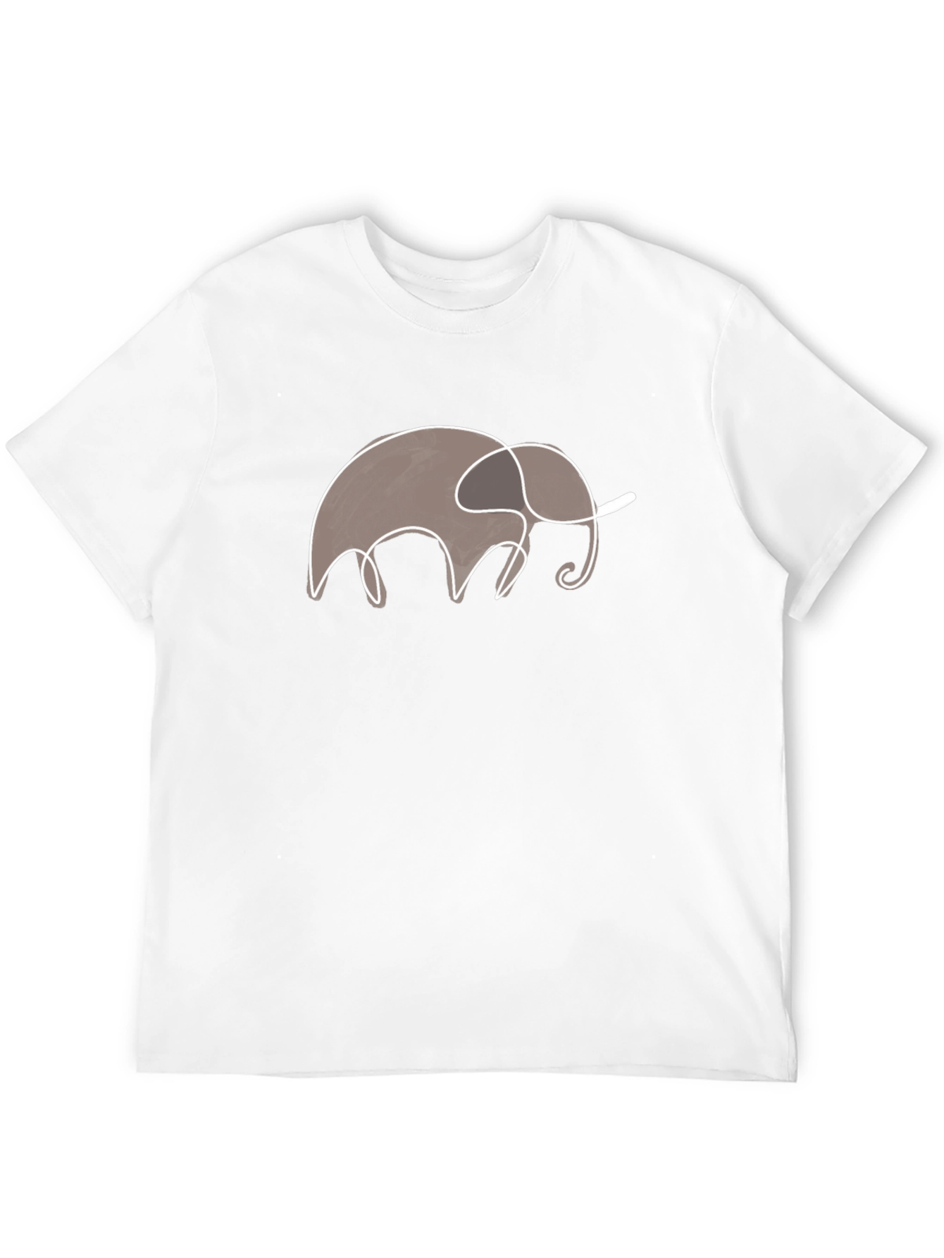 Elephant Outline Graphic Tee - Black Cotton T-Shirt