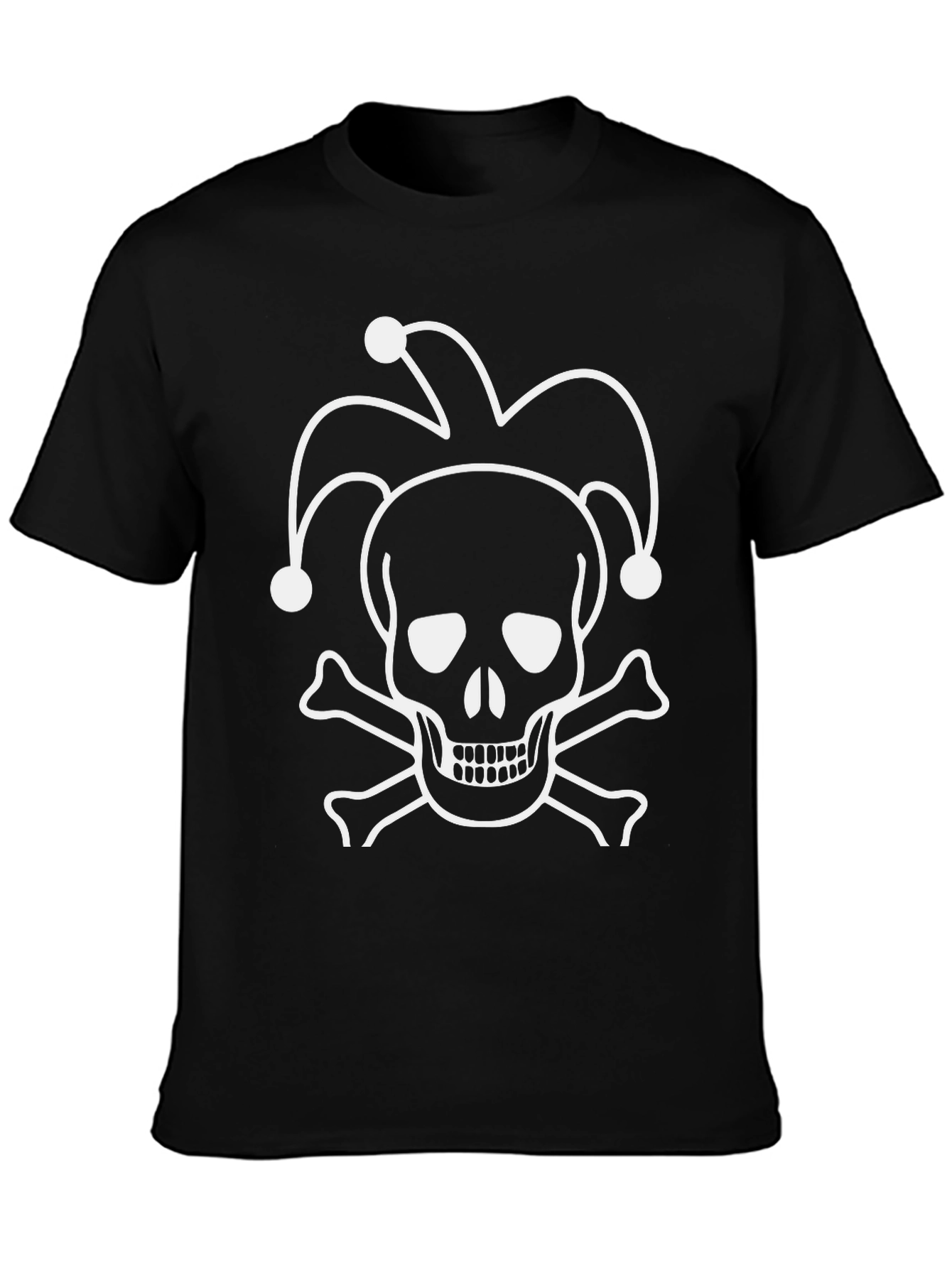 Jester Skull & Crossbones Black Graphic T-Shirt