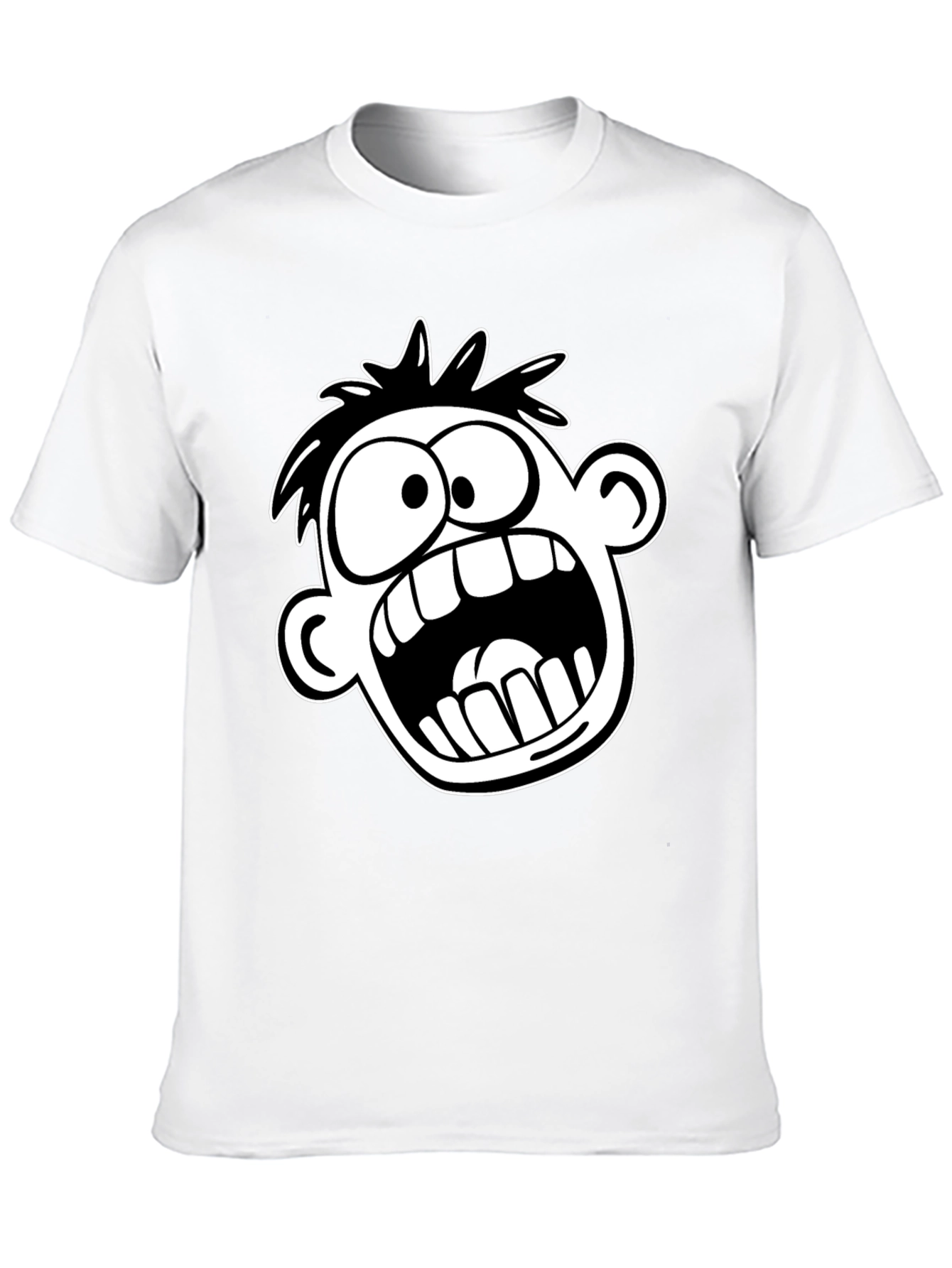 Cartoon Face Graphic T-Shirt - Bold Black Tee