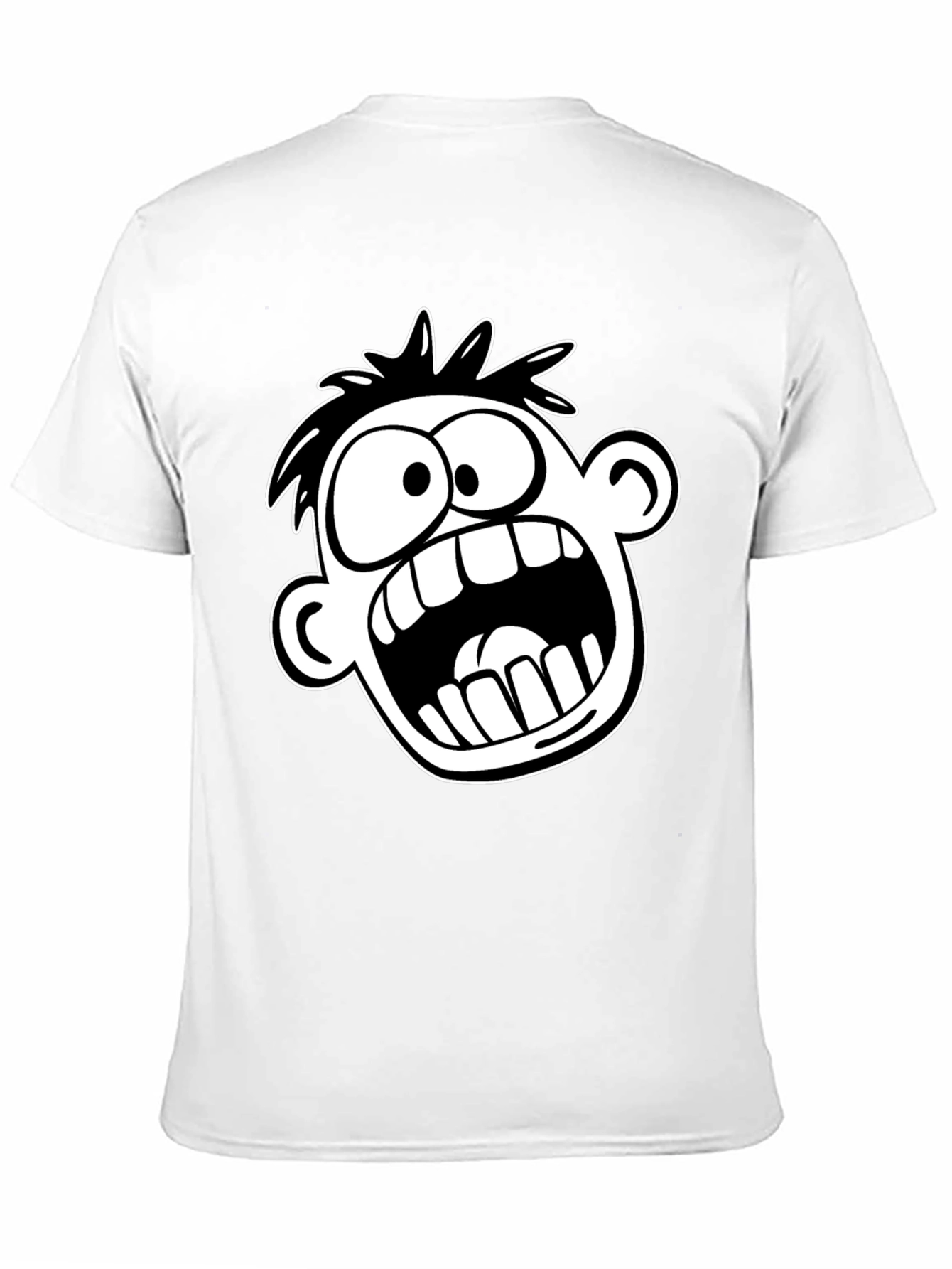 Cartoon Face Graphic T-Shirt - Bold Black Tee