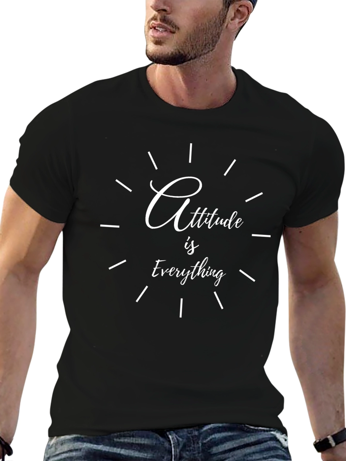 Attitude is Everything Black Graphic T-Shirt