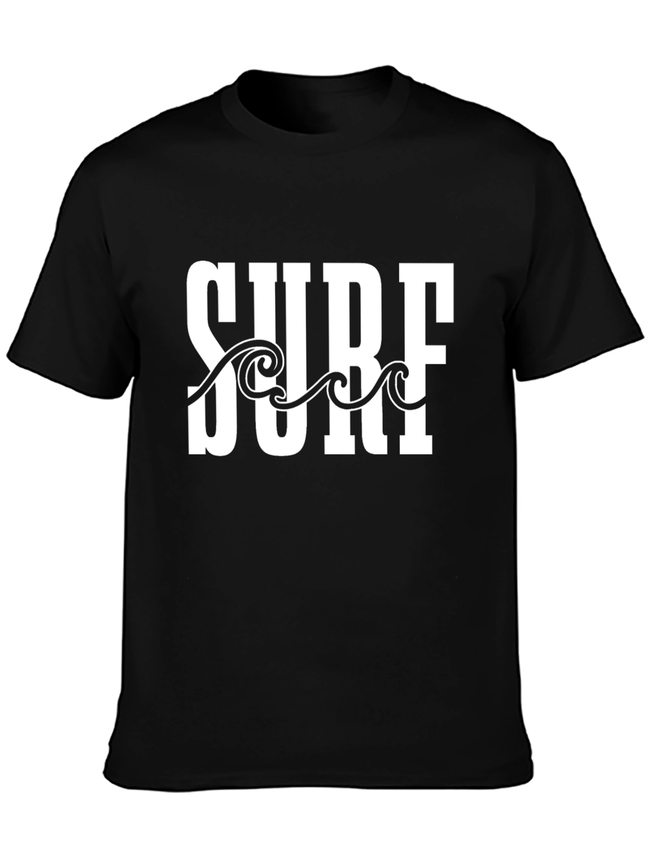 Surf Wave Graphic T-Shirt - Black Cotton Tee