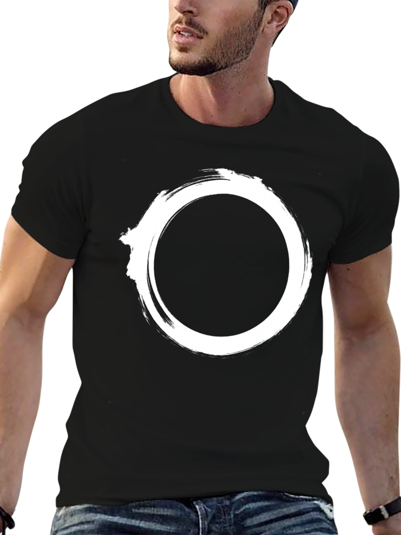 Minimalist Zen Circle Black T-Shirt