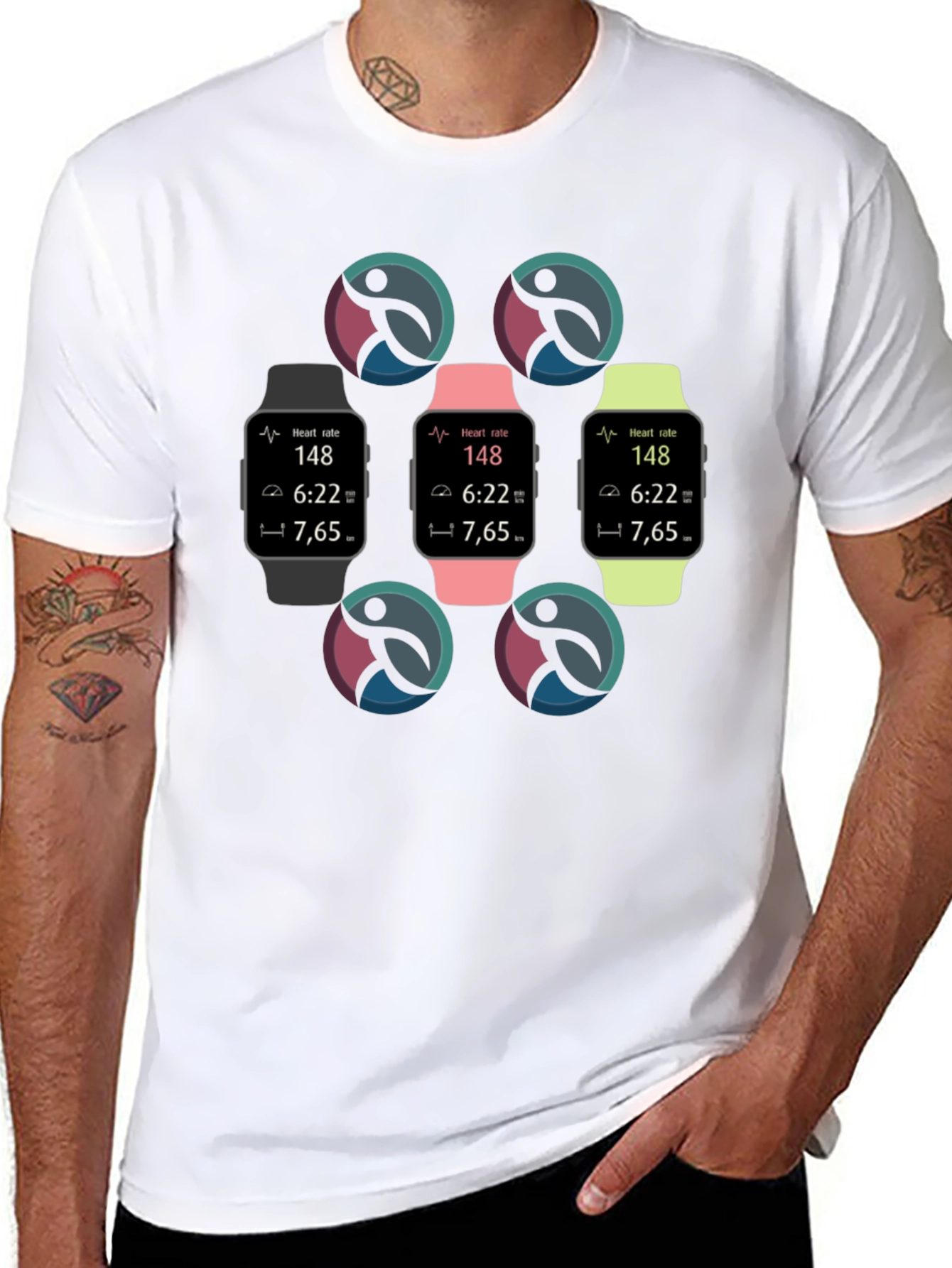 Smartwatch Pattern T-Shirt - Tech Inspired Graphic Tee