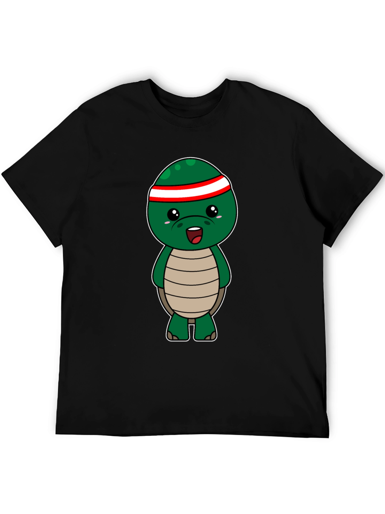 Cute Turtle Graphic Tee - Black Cotton T-Shirt