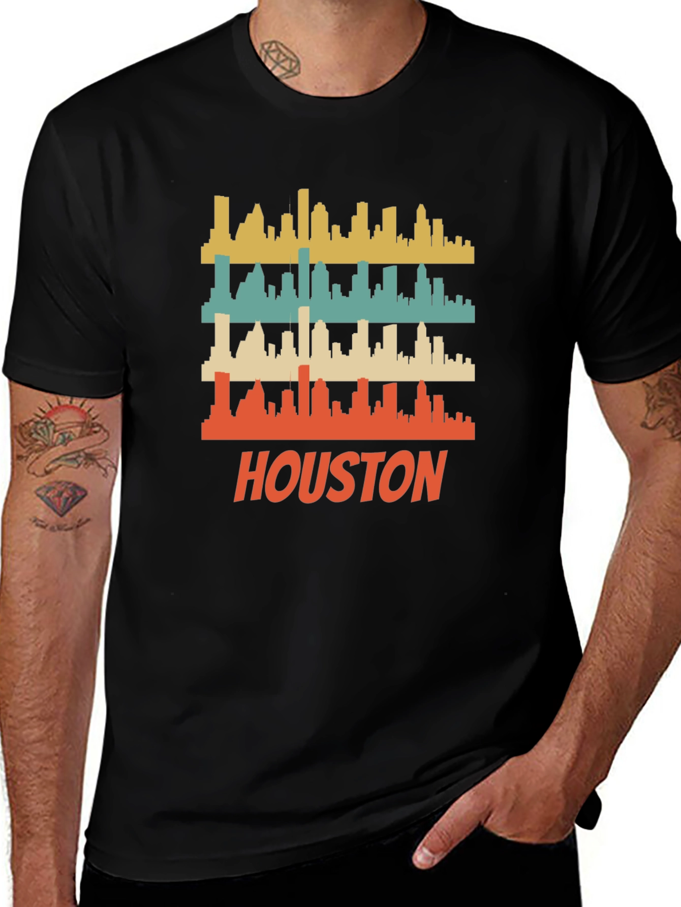 Houston Skyline Retro Graphic T-Shirt