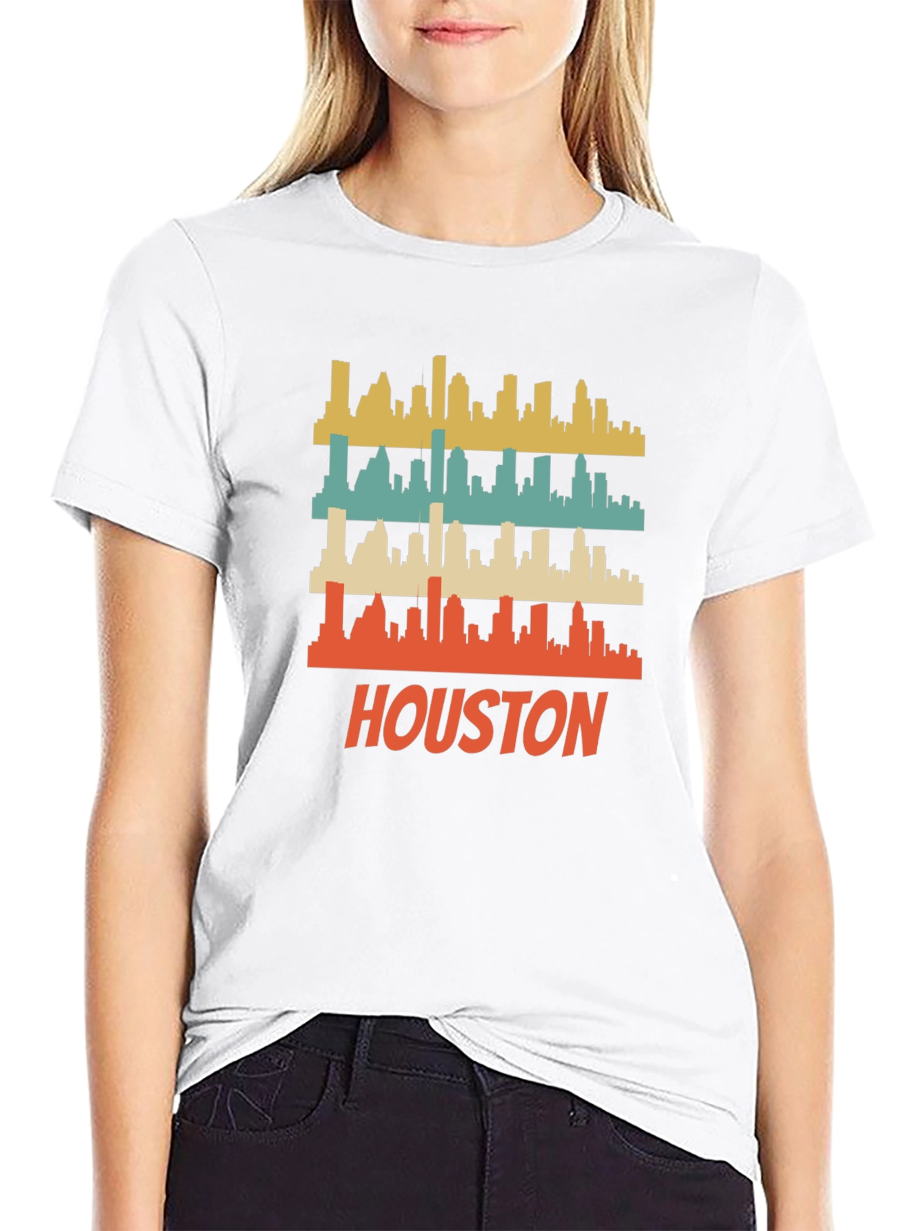 Houston Skyline Retro Graphic T-Shirt