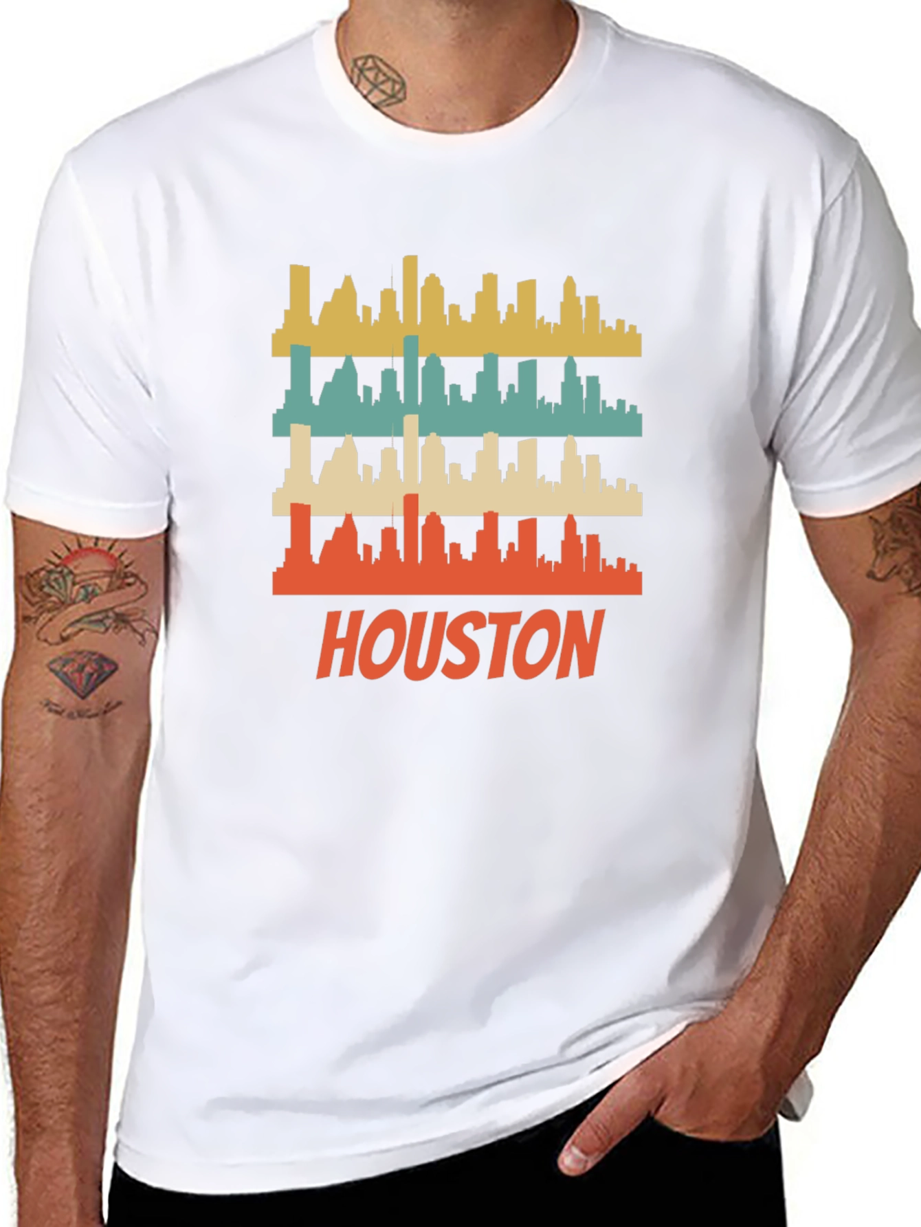 Houston Skyline Retro Graphic T-Shirt