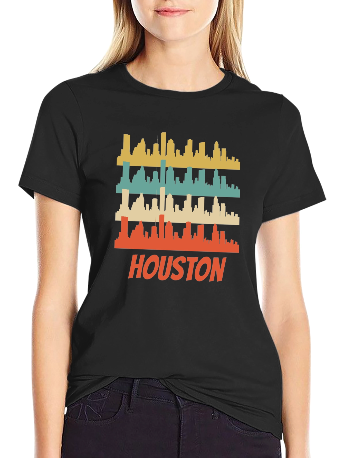 Houston Skyline Retro Graphic T-Shirt