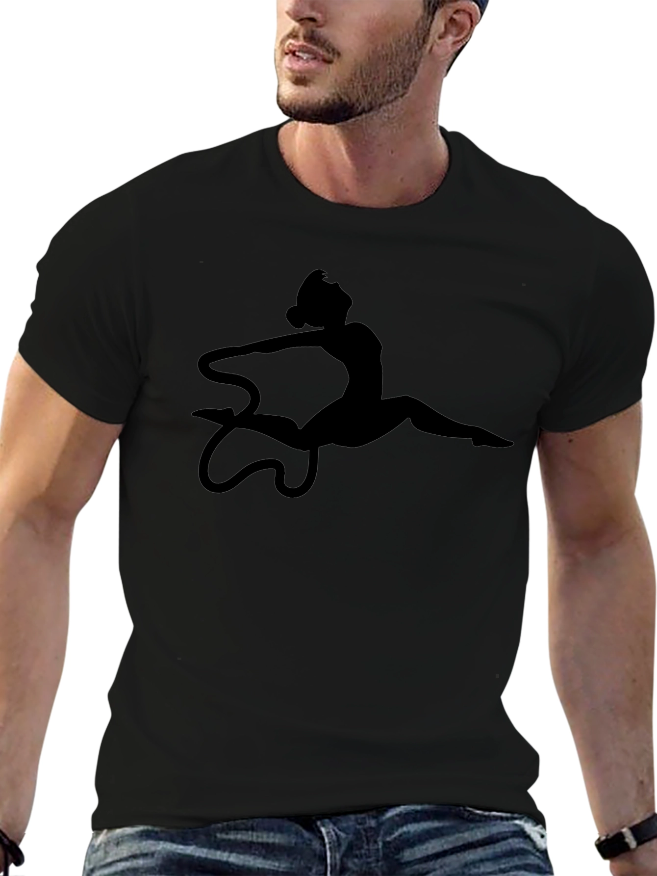 Gymnast Silhouette Graphic Black T-Shirt