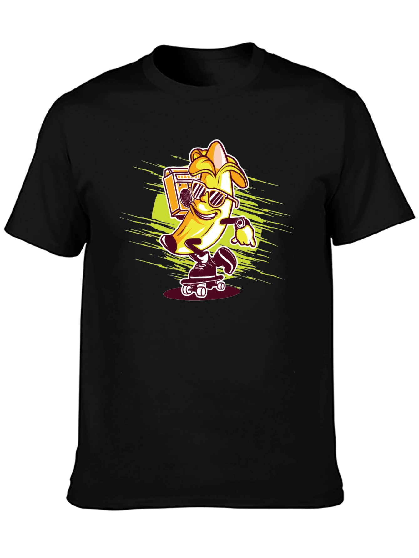 Cool Banana Skateboarder Black T-Shirt