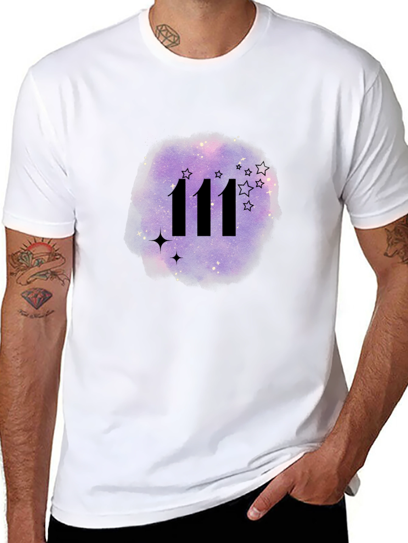 111 Angel Number Galaxy T-Shirt
