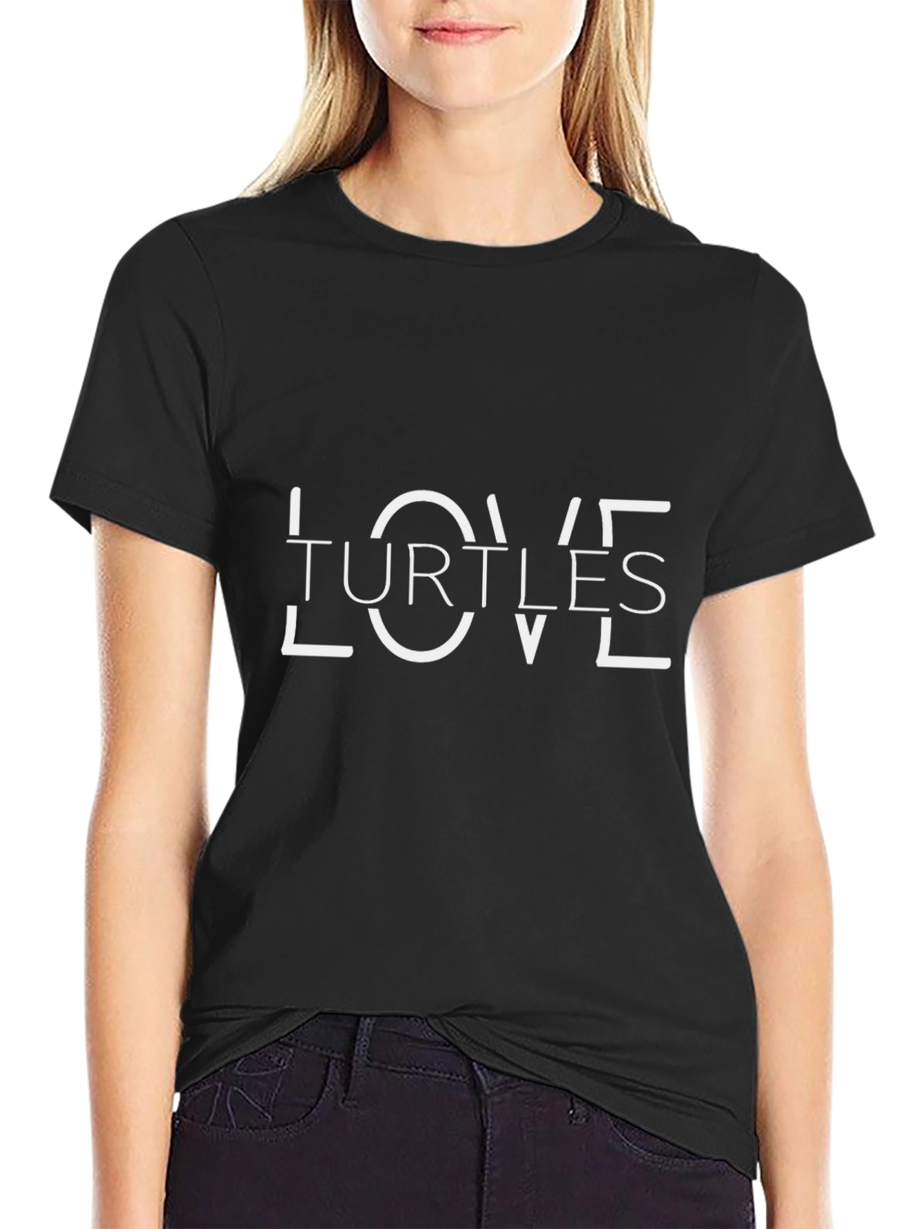Love Turtles Graphic Tee - Black Cotton T-Shirt