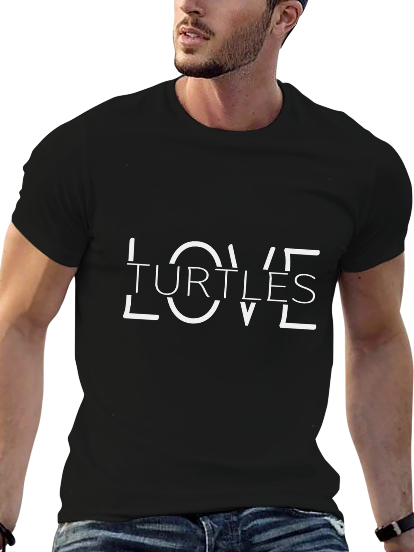 Love Turtles Graphic Tee - Black Cotton T-Shirt
