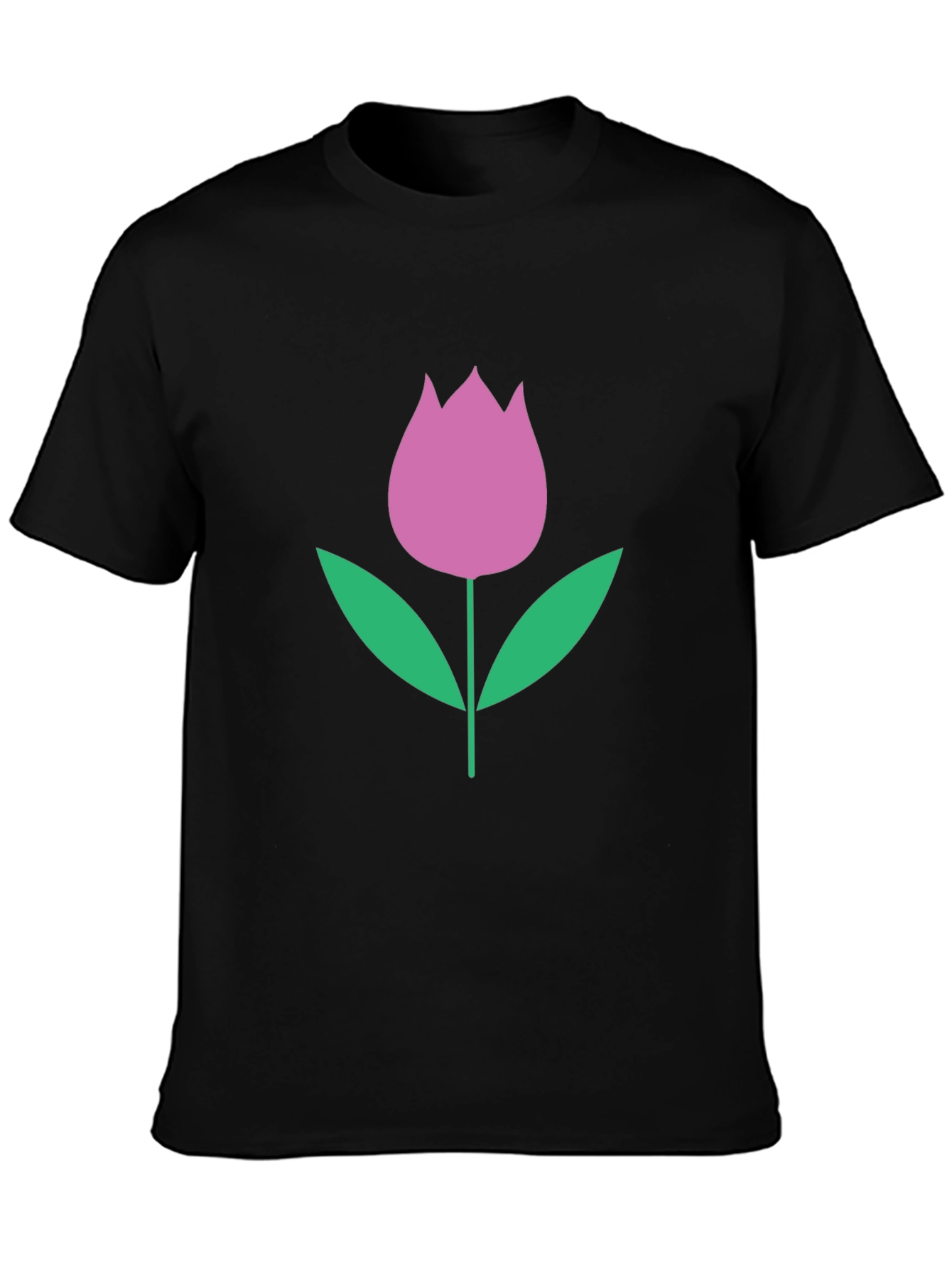 Floral Tulip Graphic Tee - Black Casual Shirt