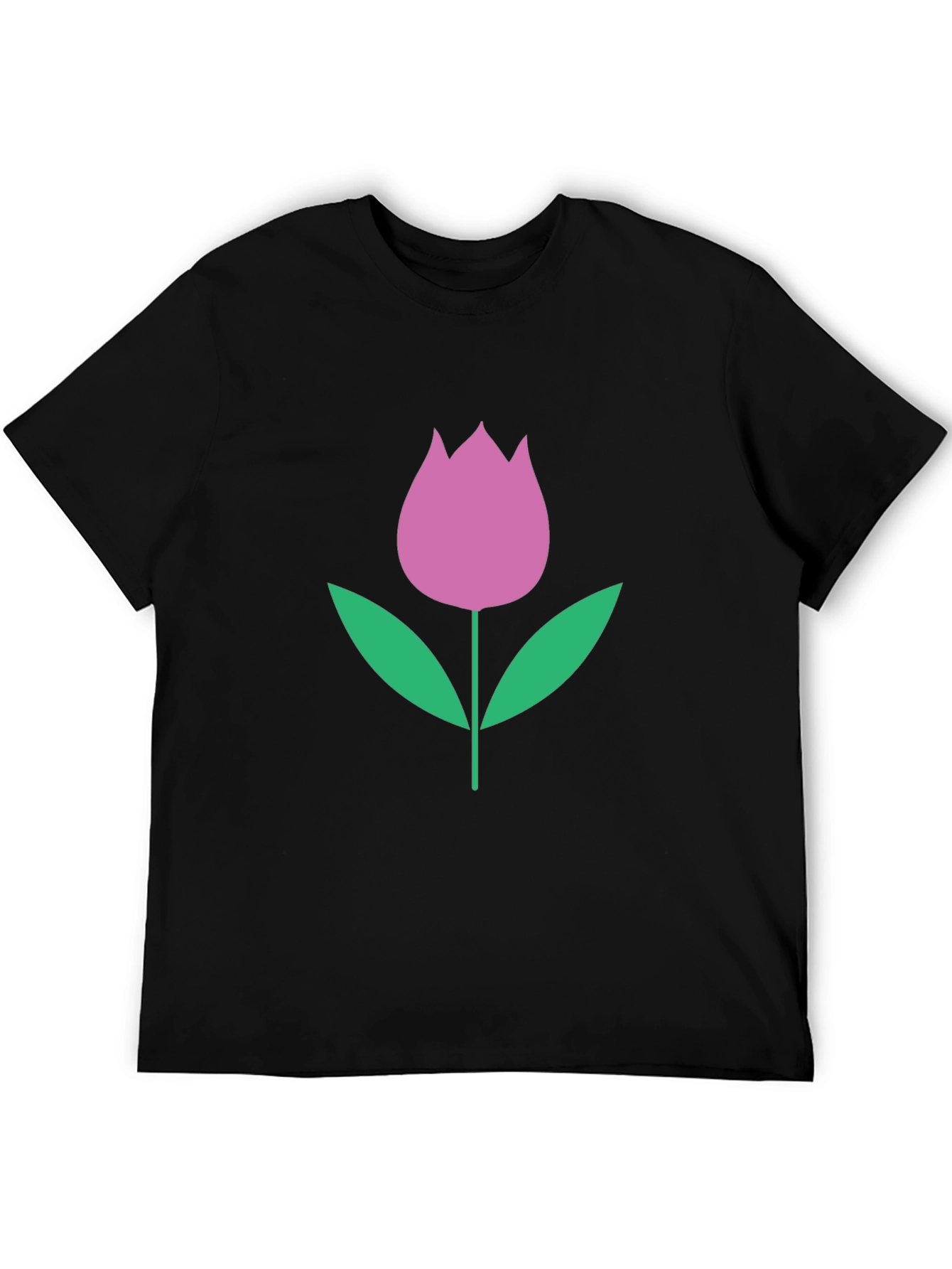 Floral Tulip Graphic Tee - Black Casual Shirt