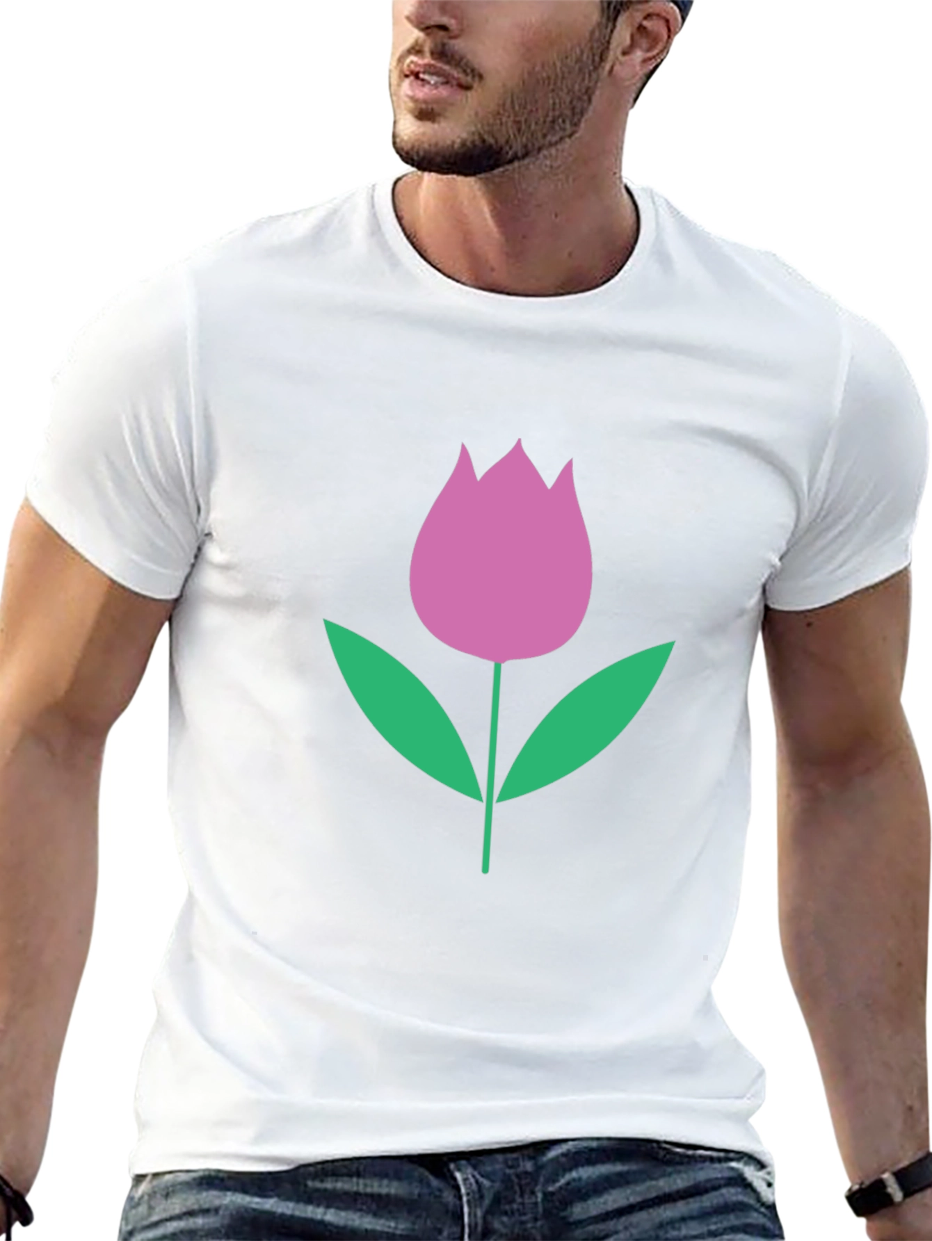Floral Tulip Graphic Tee - Black Casual Shirt