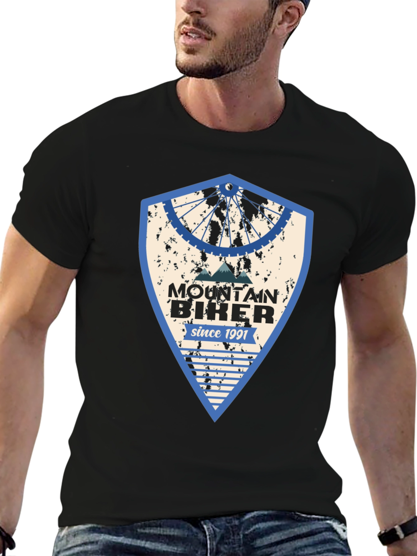Mountain Biker Since 1991 Black Graphic Tee