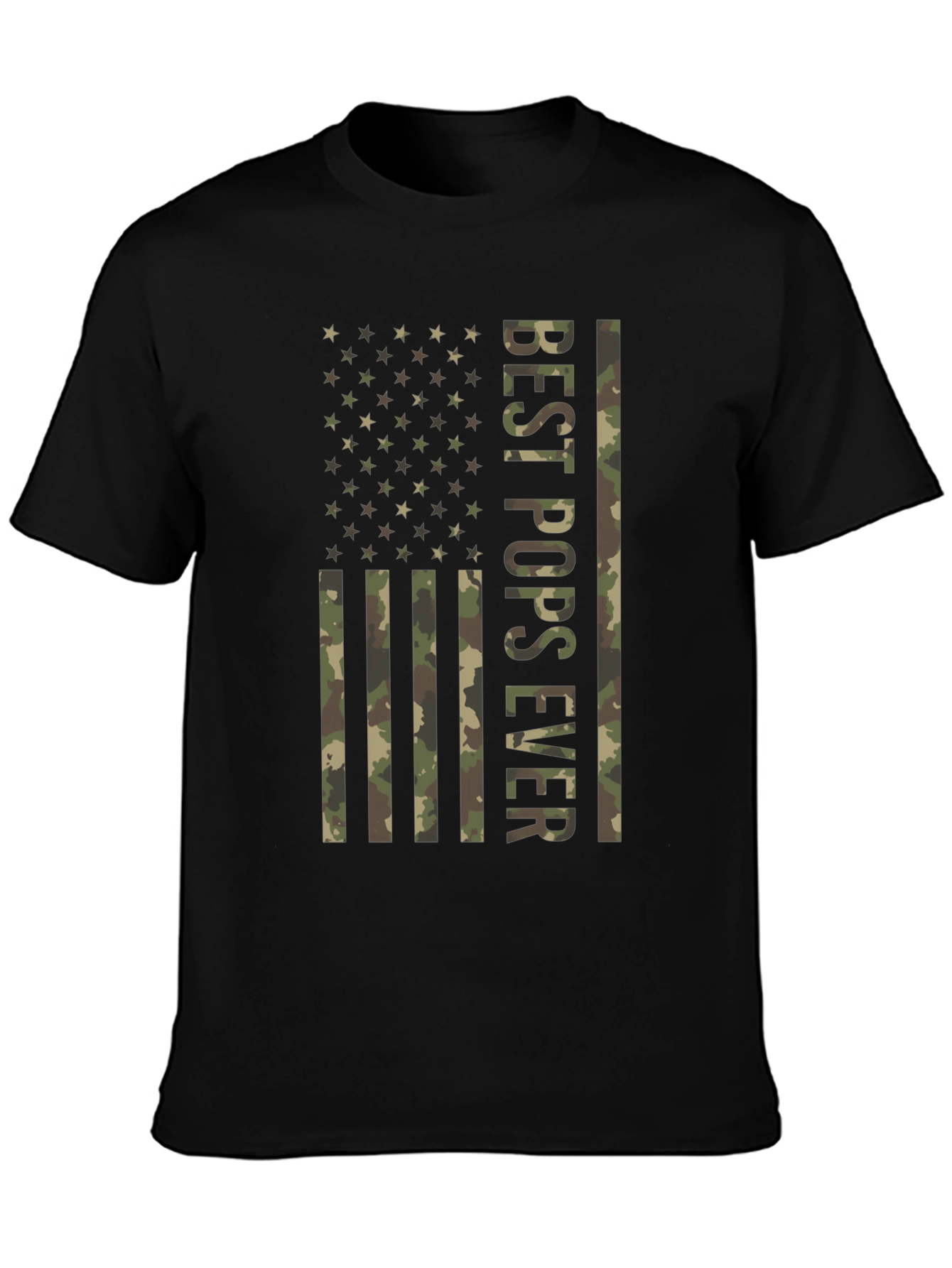 Best Pops Ever Camo American Flag T-Shirt