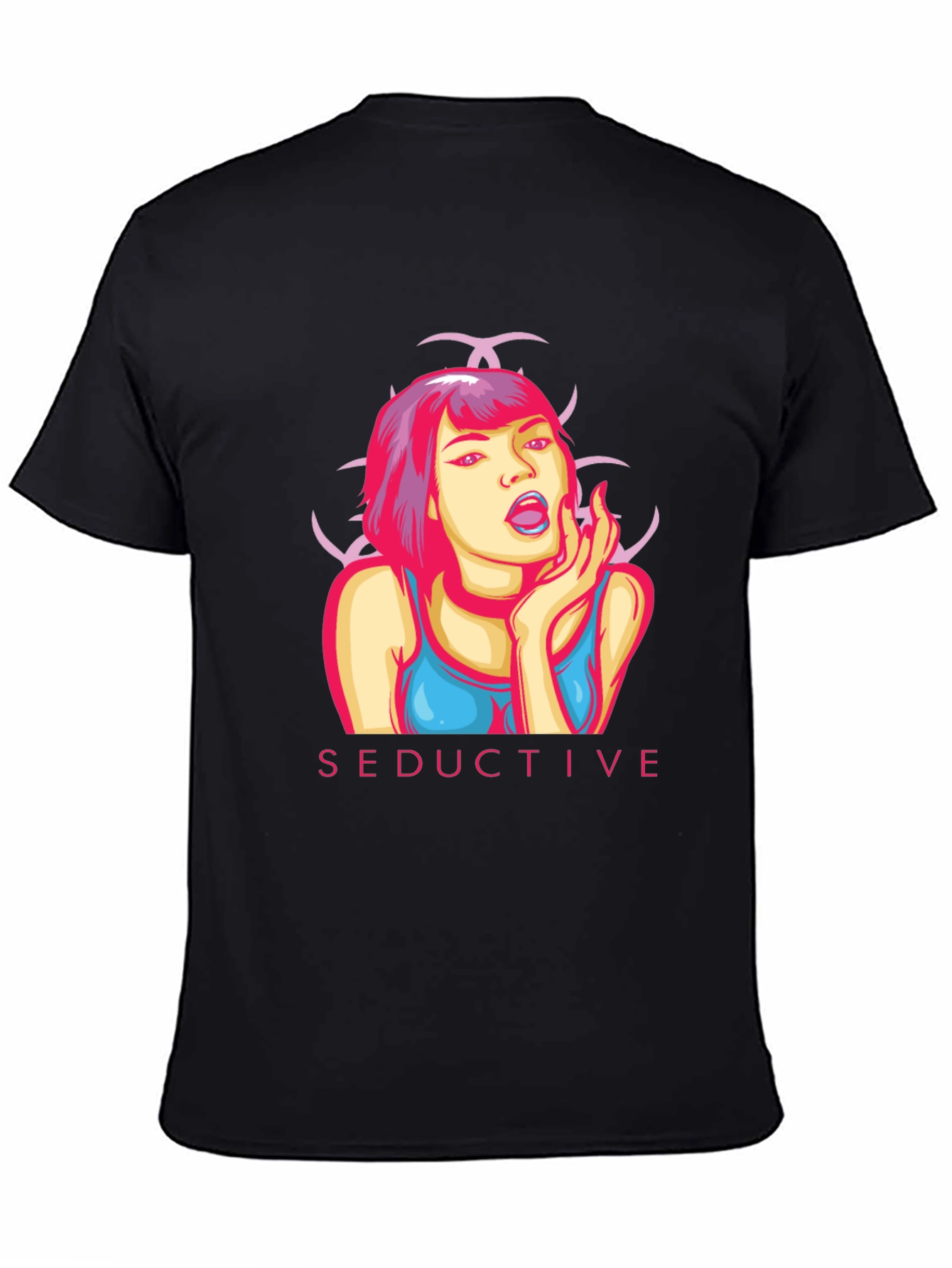 Seductive Graphic Print Black T-Shirt