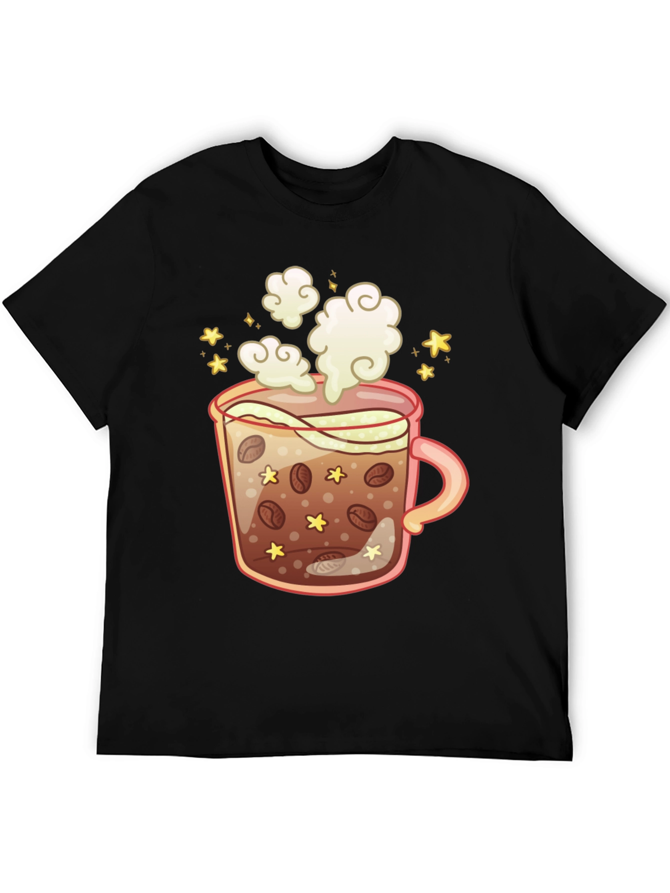 Coffee Cup Graphic Tee - Black Cotton T-Shirt