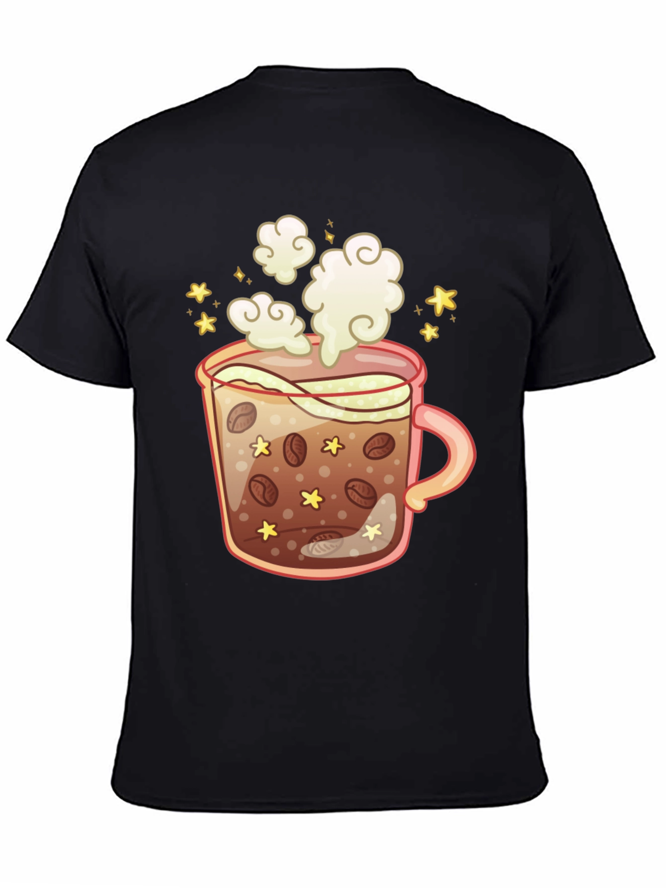 Coffee Cup Graphic Tee - Black Cotton T-Shirt