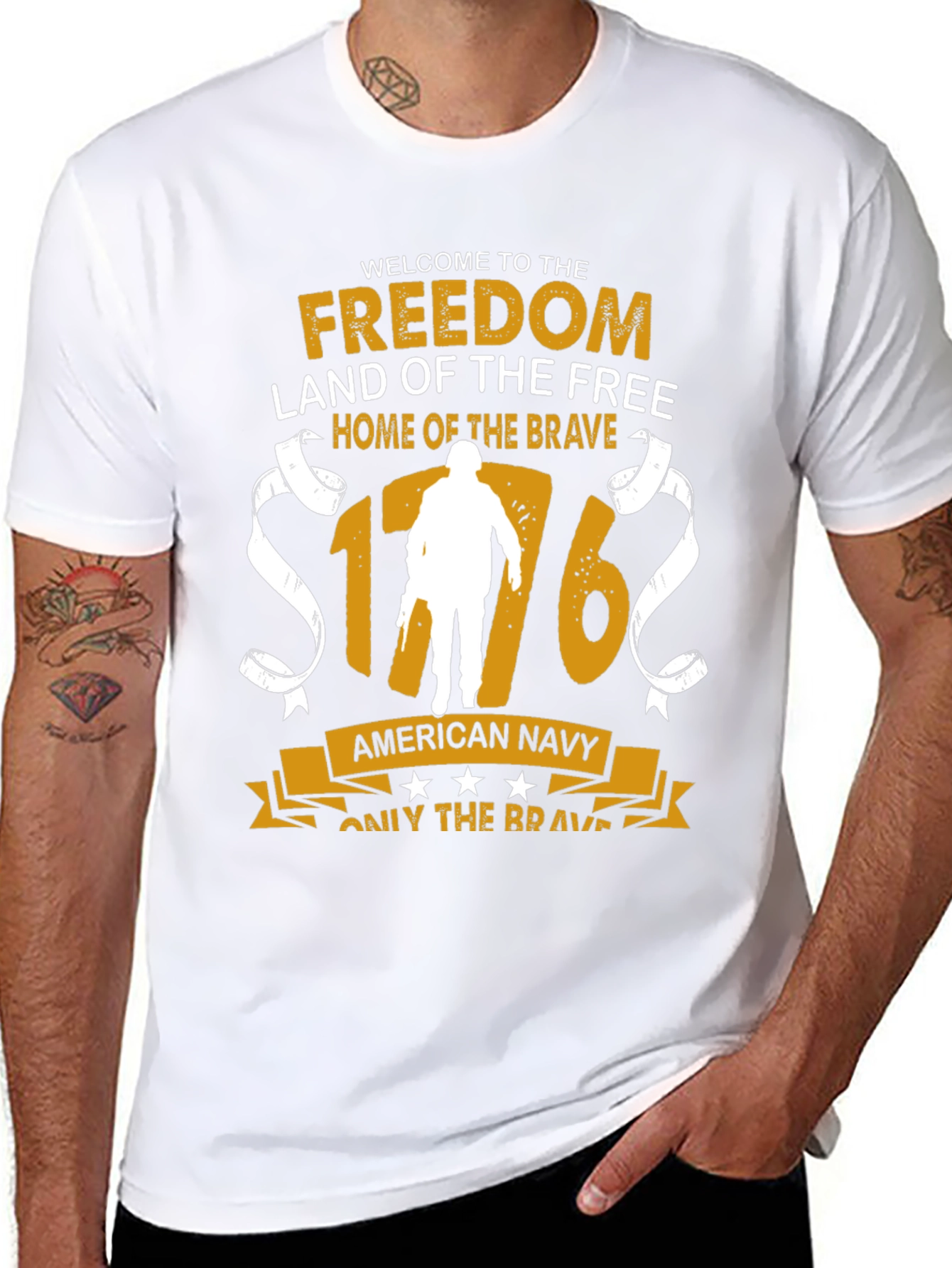 American Navy Patriotic Graphic T-Shirt