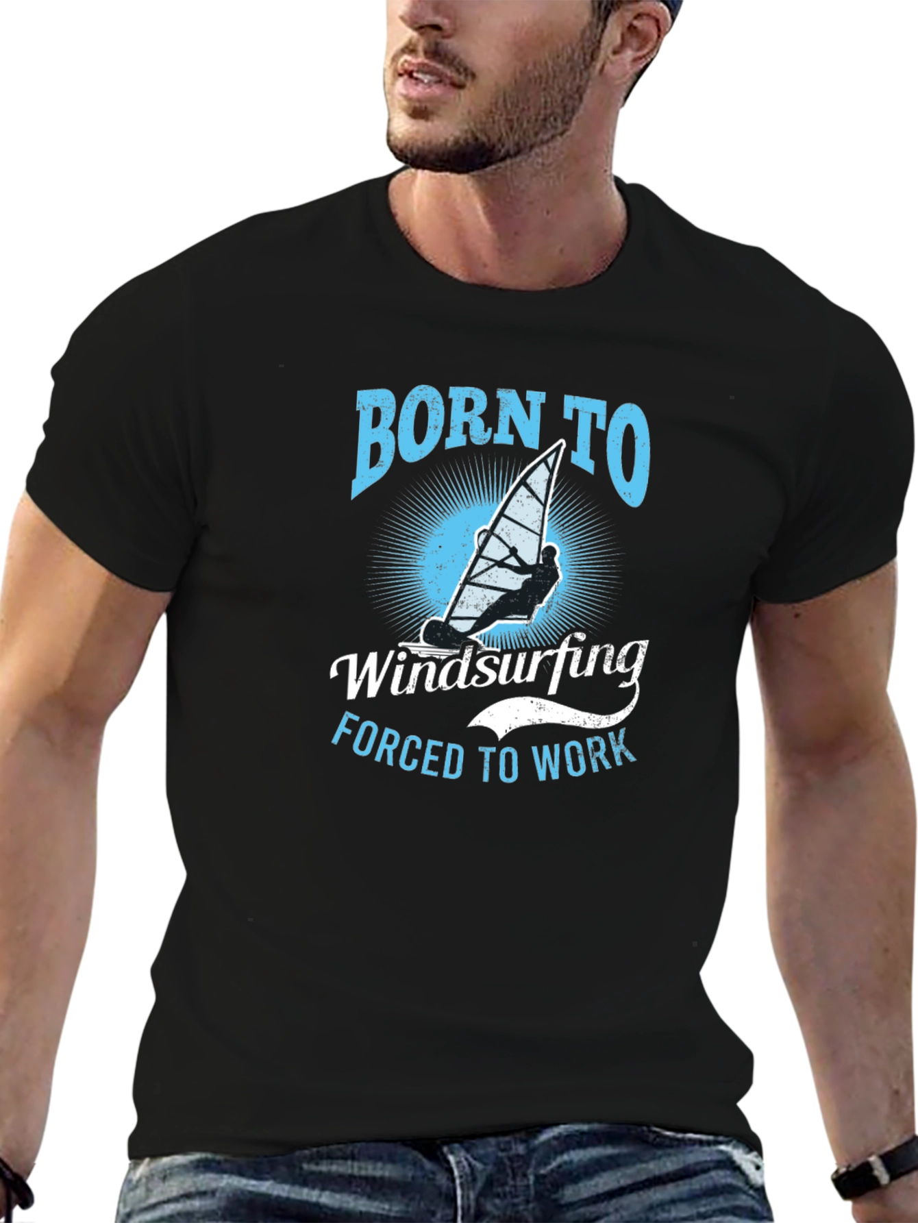 Born to Windsurfing Graphic T-Shirt - Black