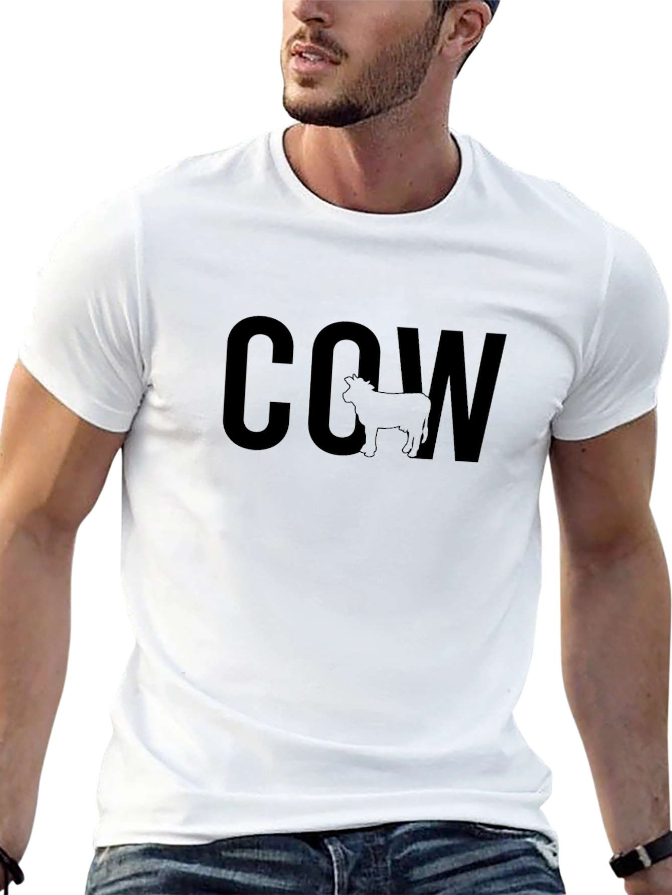 Cow Graphic T-Shirt - Black Unisex Casual Tee