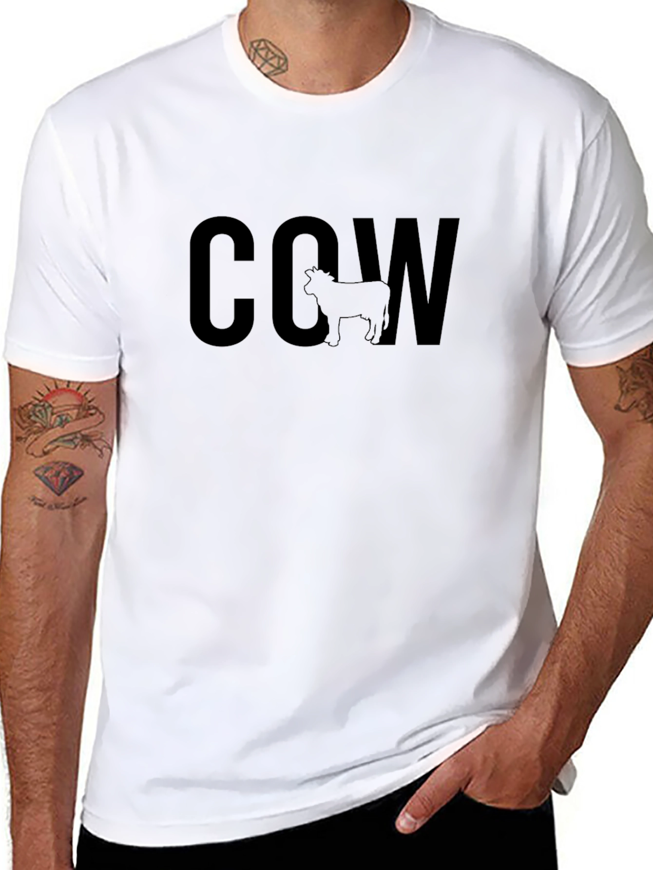 Cow Graphic T-Shirt - Black Unisex Casual Tee