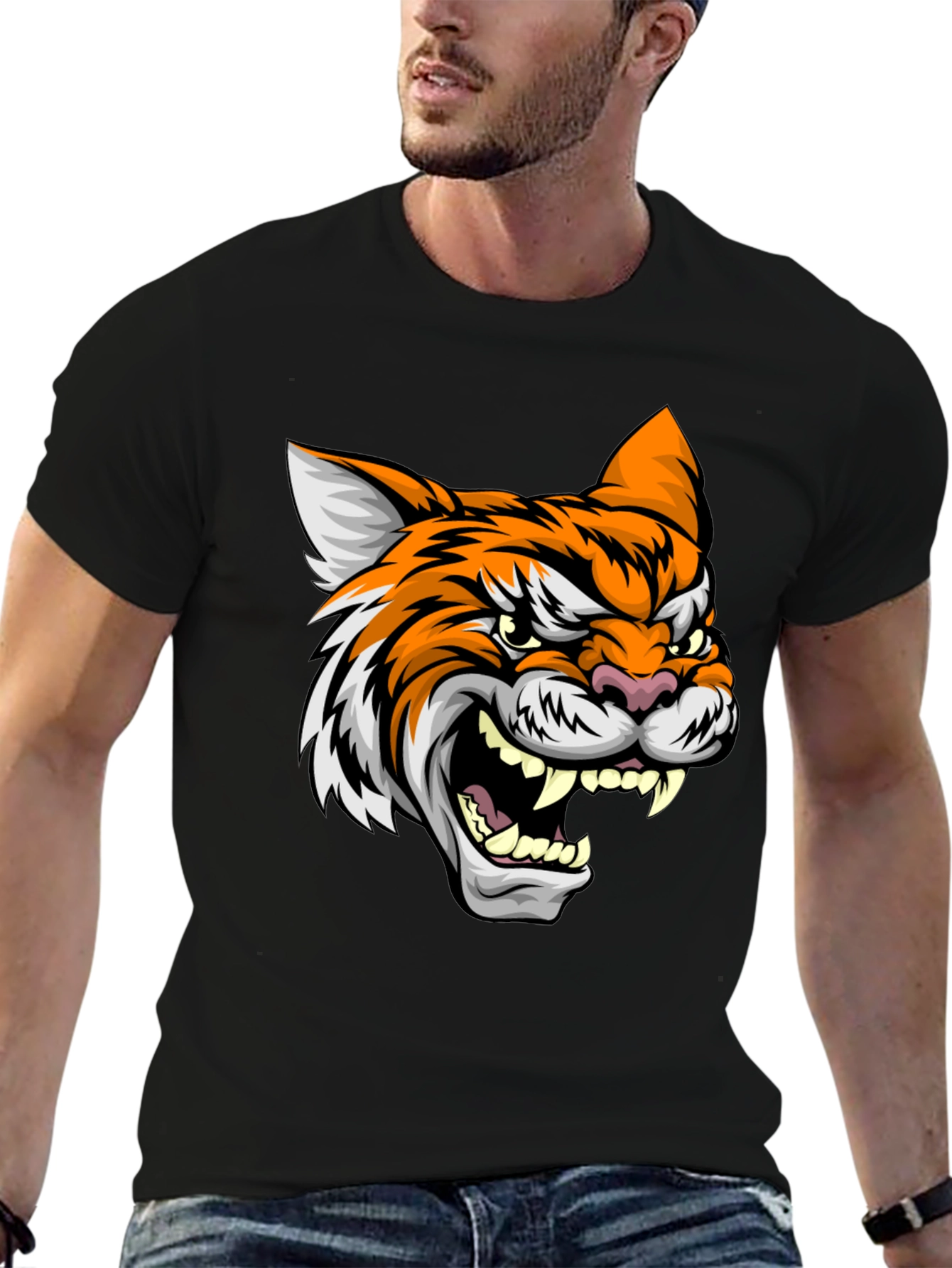 Fierce Tiger Graphic Black Tee