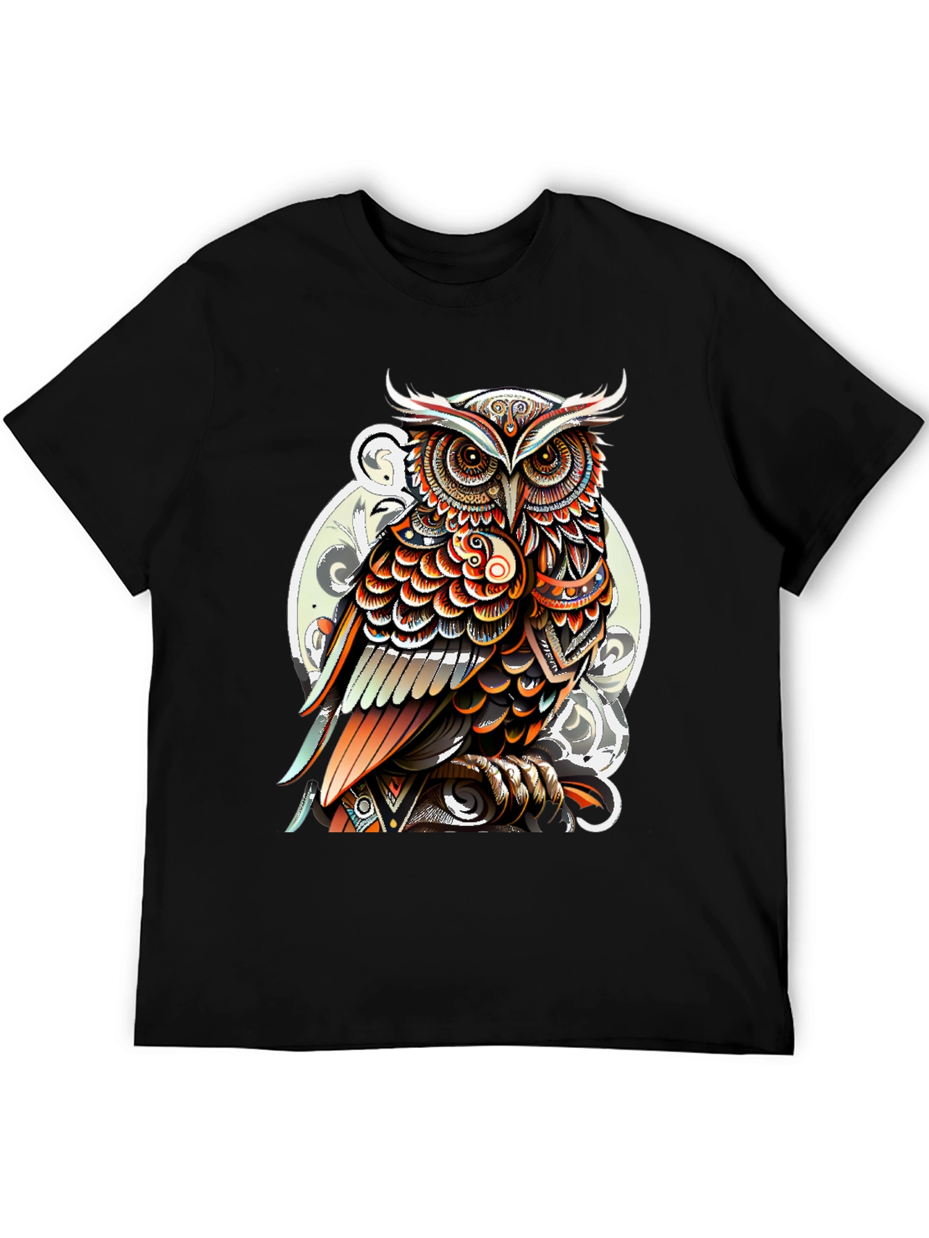Artistic Owl Graphic Print Mens T-Shirt
