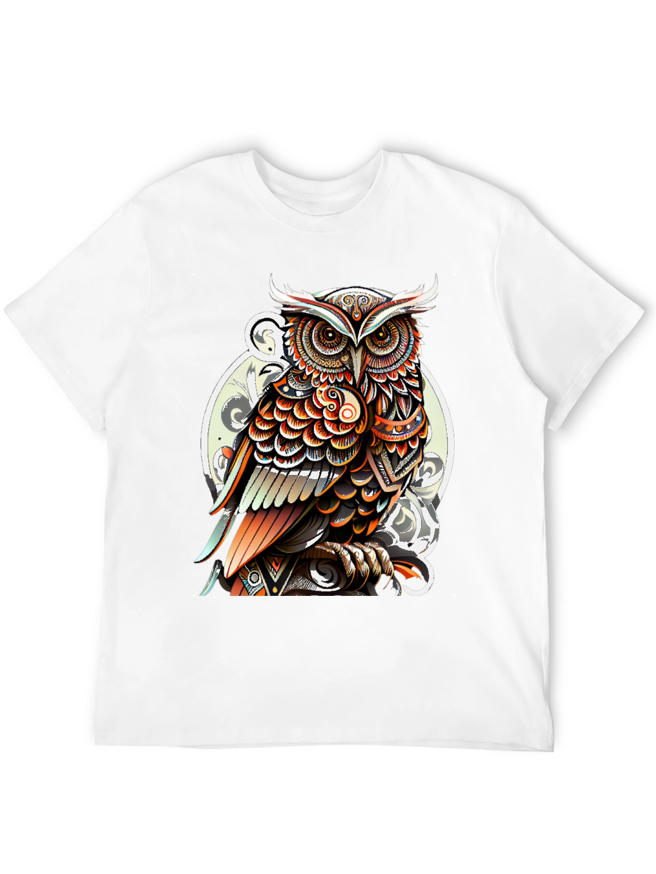 Artistic Owl Graphic Print Mens T-Shirt