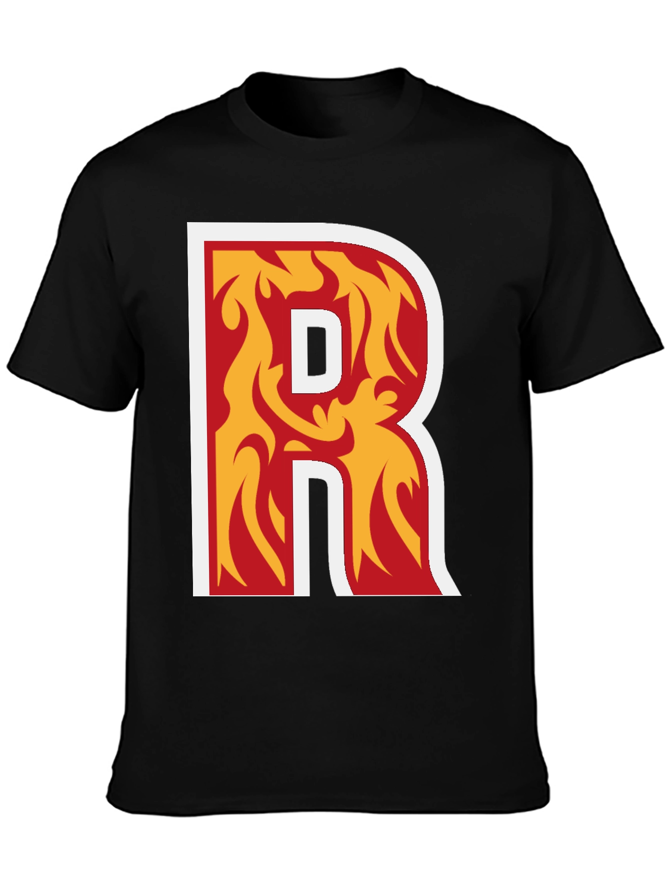 Fiery Letter R Graphic T-Shirt - Black