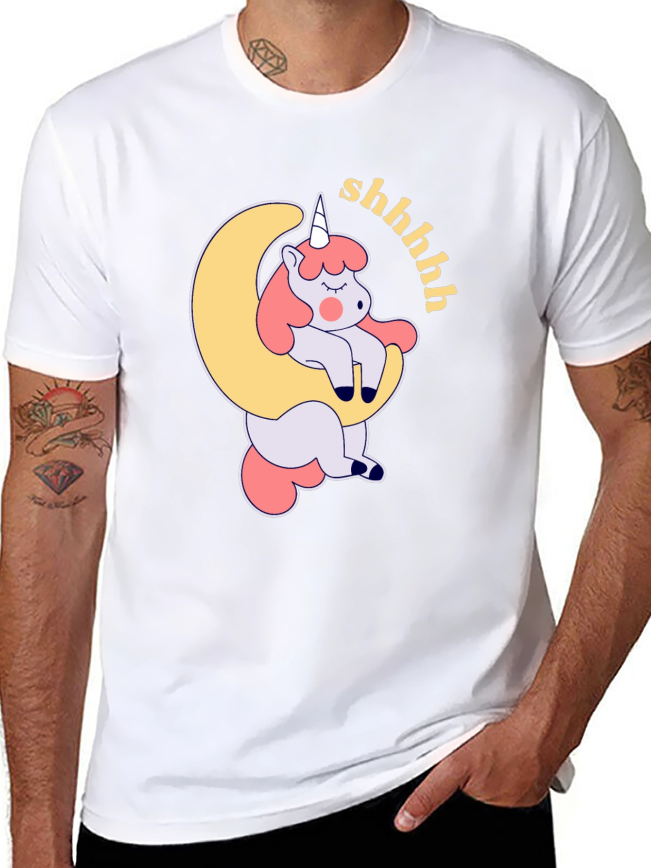 Sleepy Unicorn Moon Graphic T-Shirt