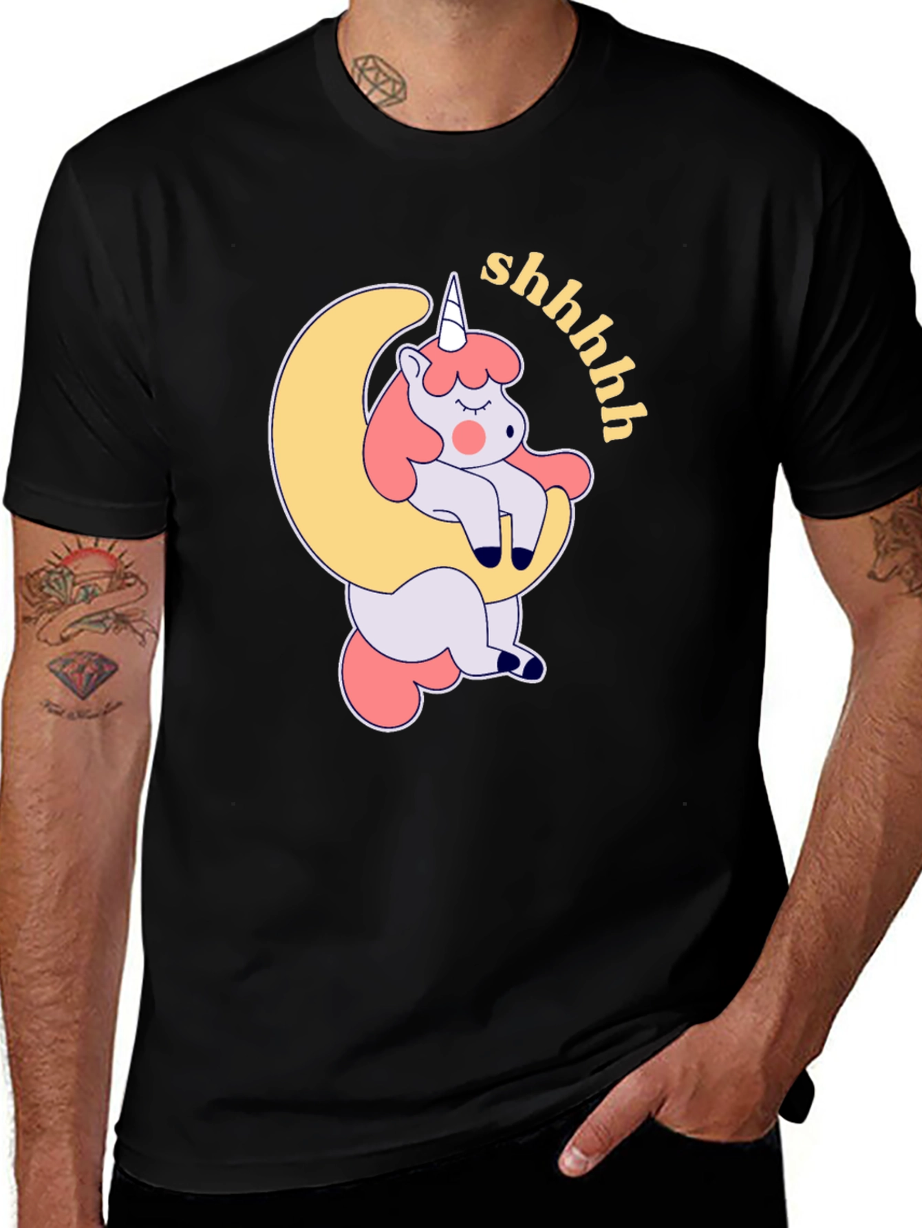 Sleepy Unicorn Moon Graphic T-Shirt